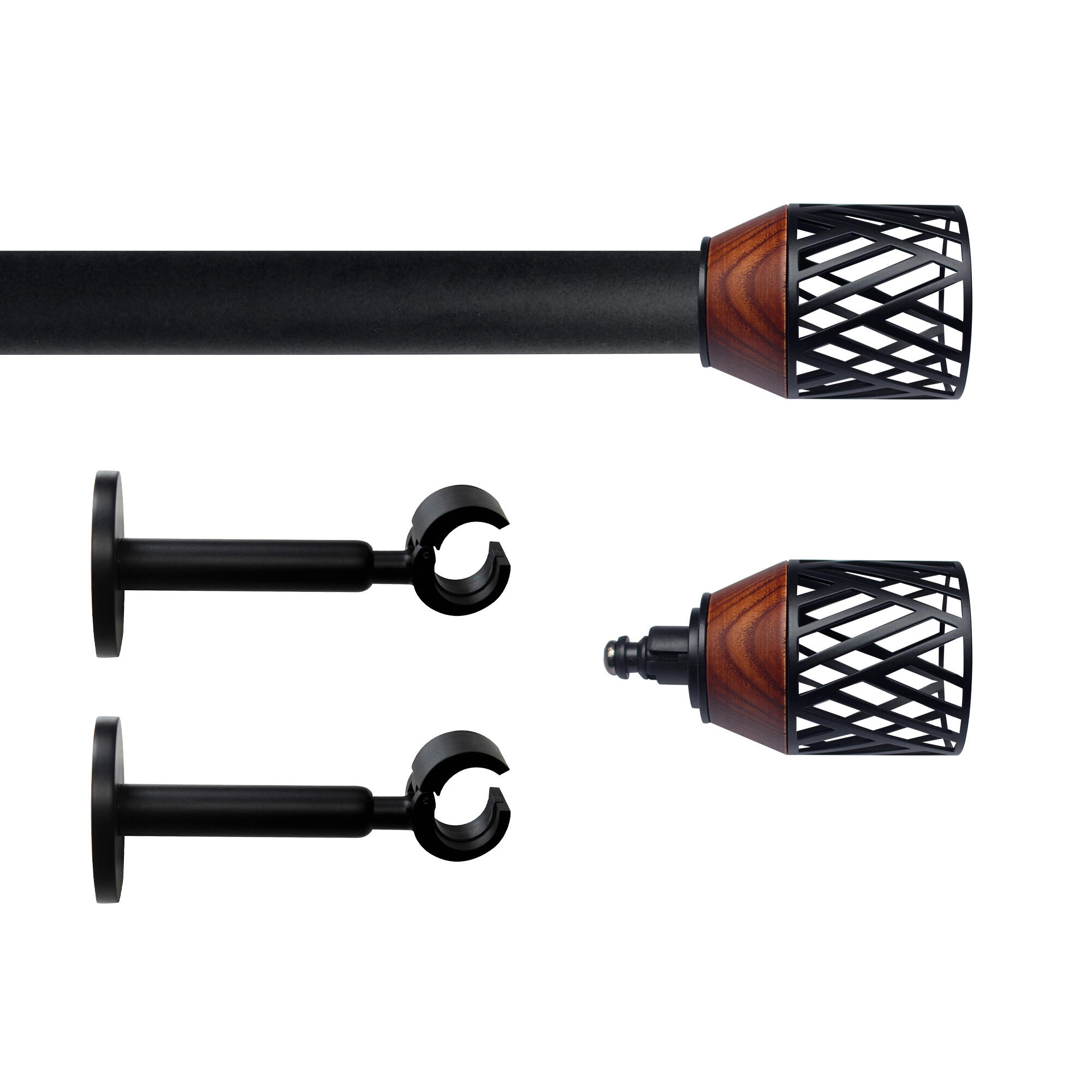 Set barra de metal diámetro 20mm negro mate a pared 1.50m inspire kanel