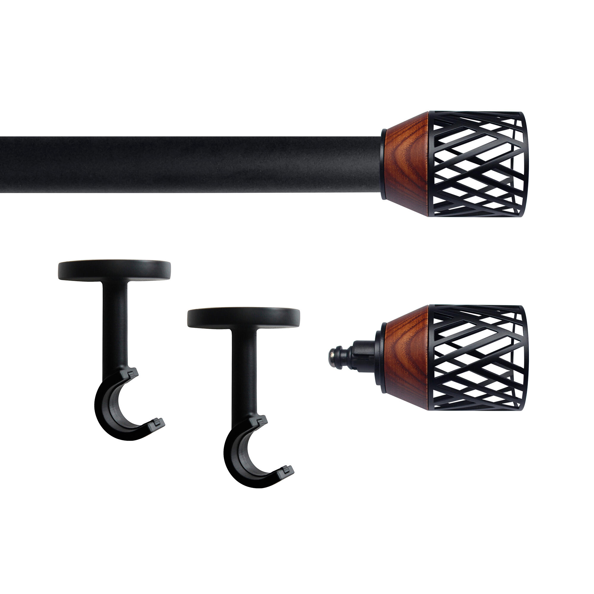 Set barra de metal diámetro 20mm negro mate a techo 1.50m inspire kanel