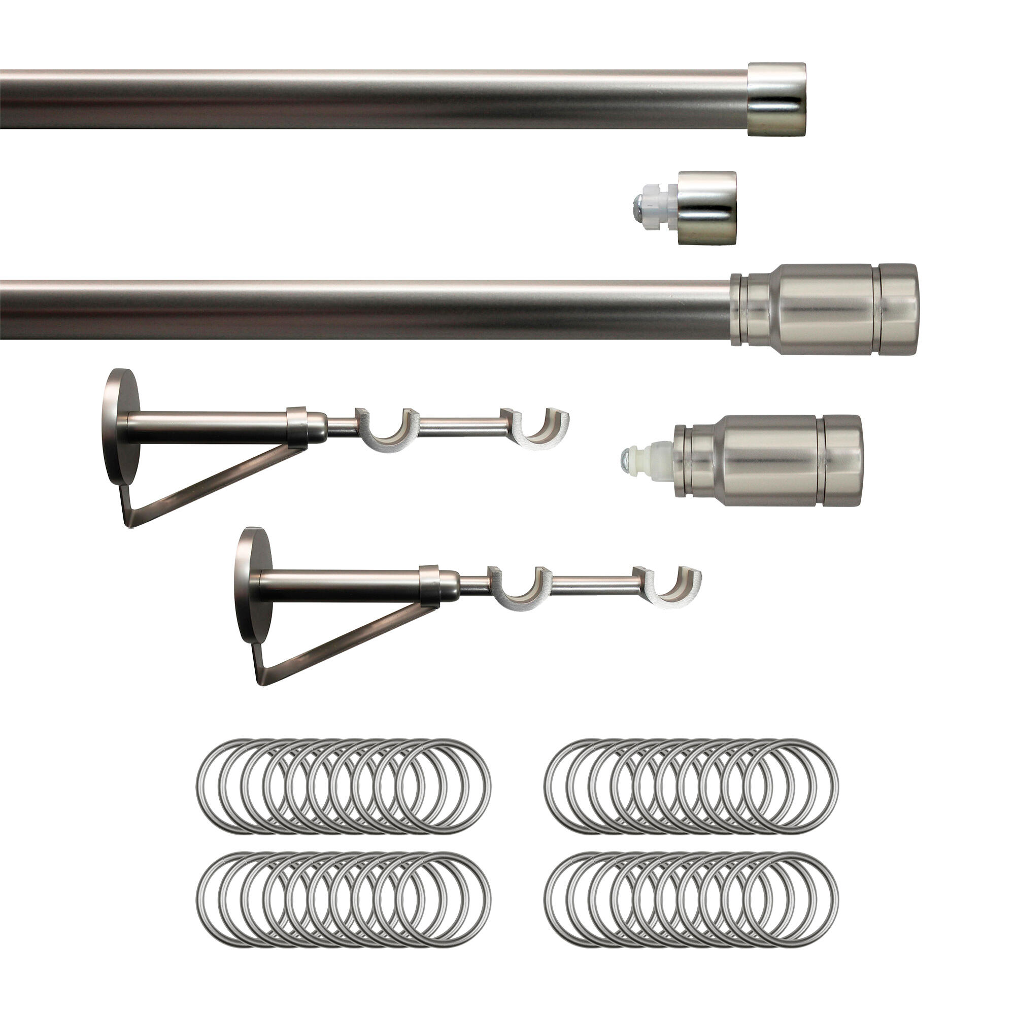 Set 2 barras metal diámetro 20mm cromo a pared 1.50m inspire con anillas kali cylinder