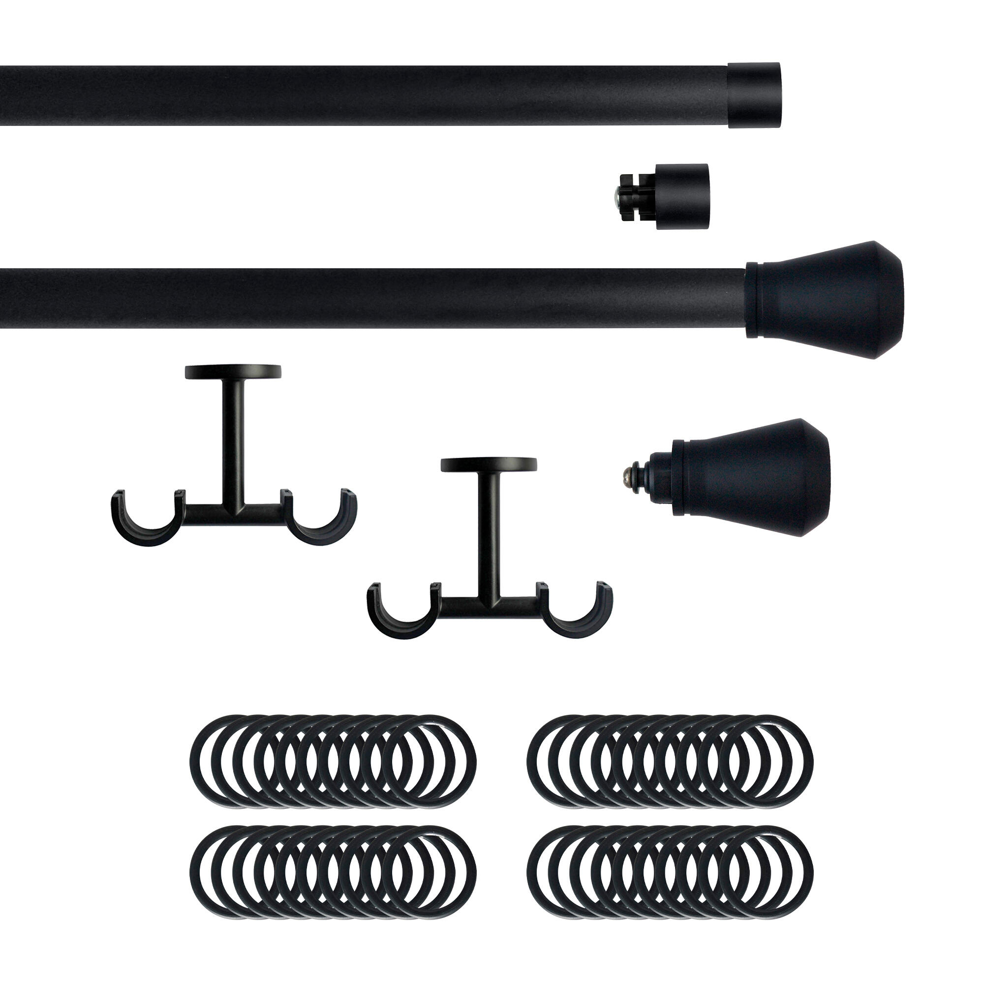 Set 2 barras de metal diámetro 28mm negro a techo 2m inspire con anillas totem