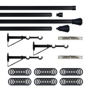 Barra De Cortina Negra Extensible 121-213 Cm - Aleación De Aluminio 25 Mm, Soporta 15 Kg, Para Dormitorio Y Salón