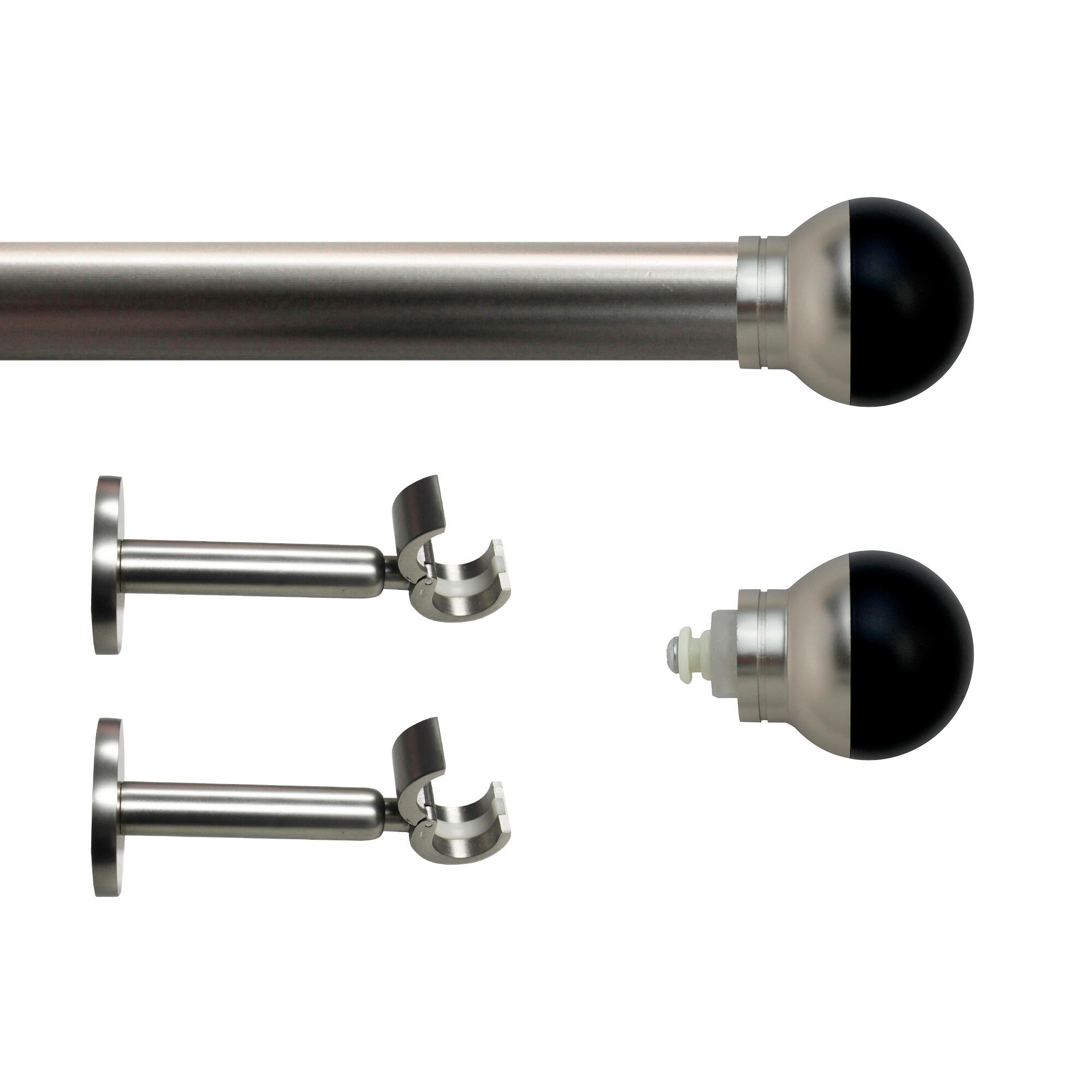 Set barra de metal diámetro 28mm cromo a pared 2.5m inspire bola bicolor