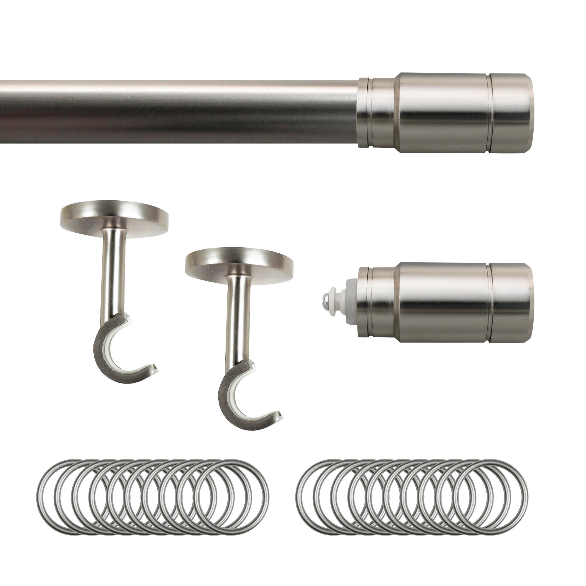 Set barra de metal diámetro 28mm cromo a techo 2.5m inspire con anillas kali cylinder