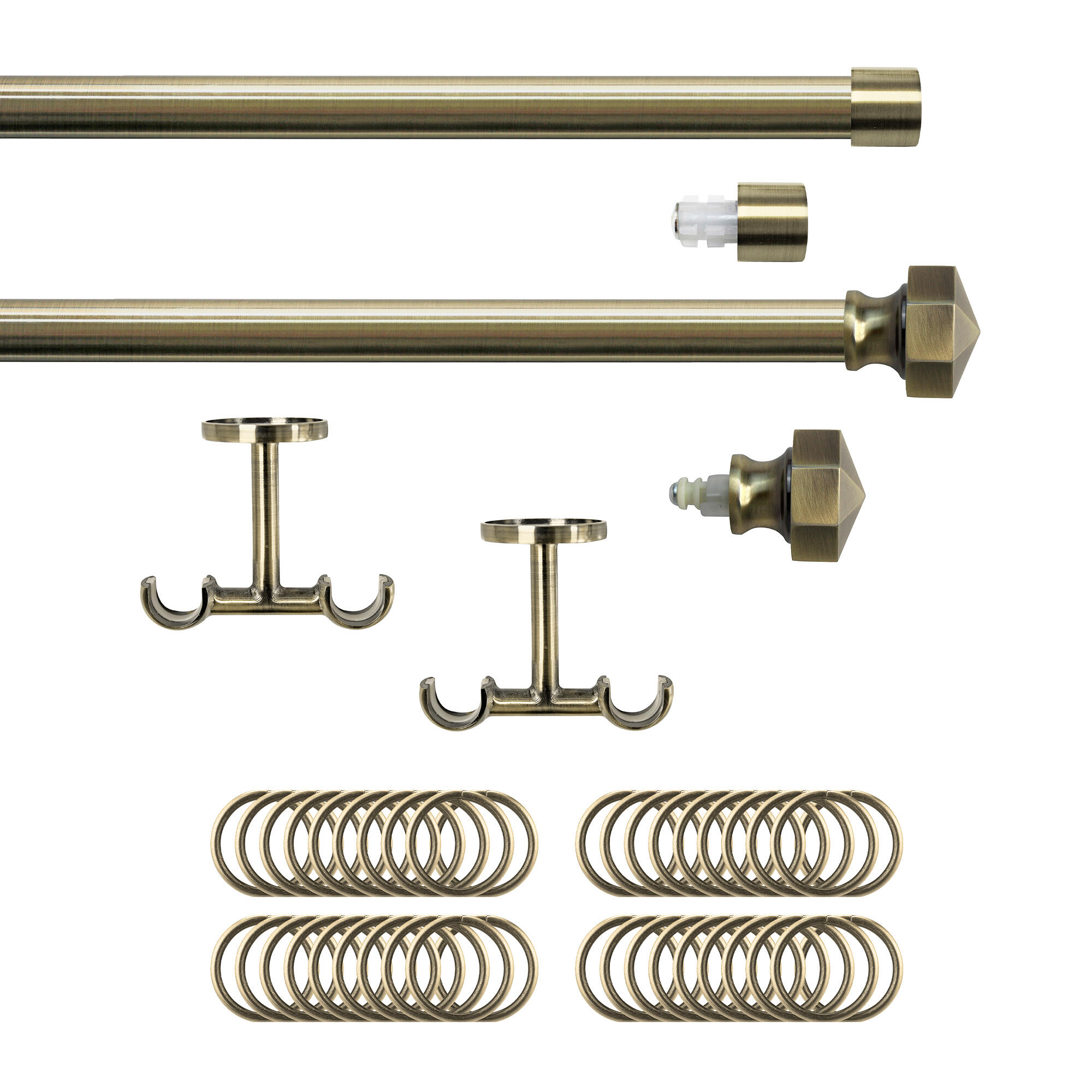 Set 2 barras de metal diámetro 20mm bronce techo 2m inspire con anillas facet