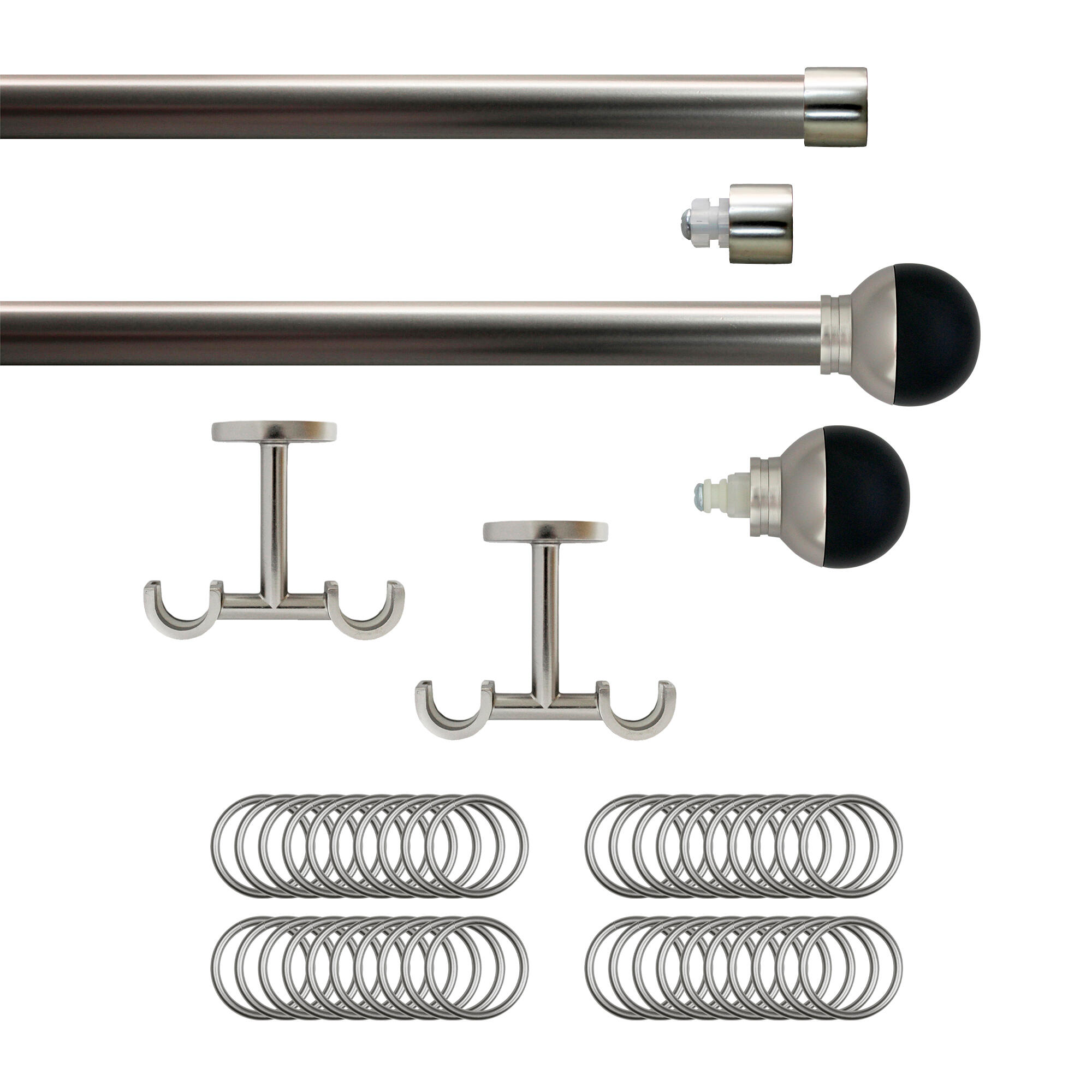 Set 2 barras de metal diámetro 20mm cromo a techo 2.5m inspire con anillas bola bicolor