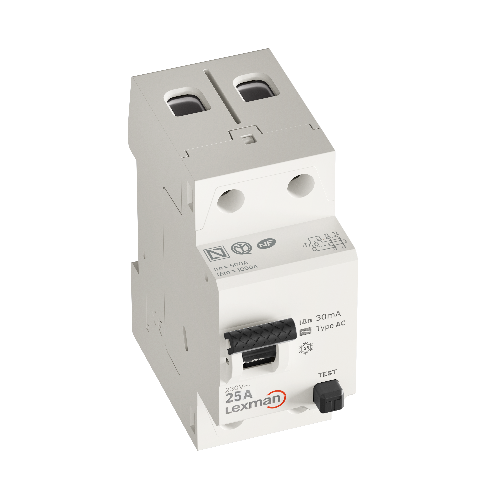 Interruptor Diferencial 2 polos 25A 30mA bloco de conexão por parafuso LEXMAN - 2