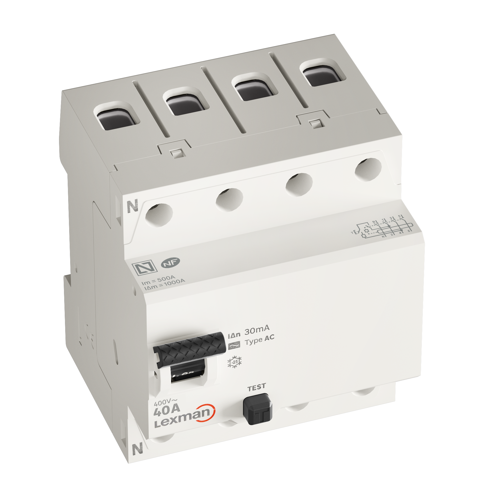 Interrupteur différentiel triphasé LEXMAN, 30 mA 40 A AC - 2