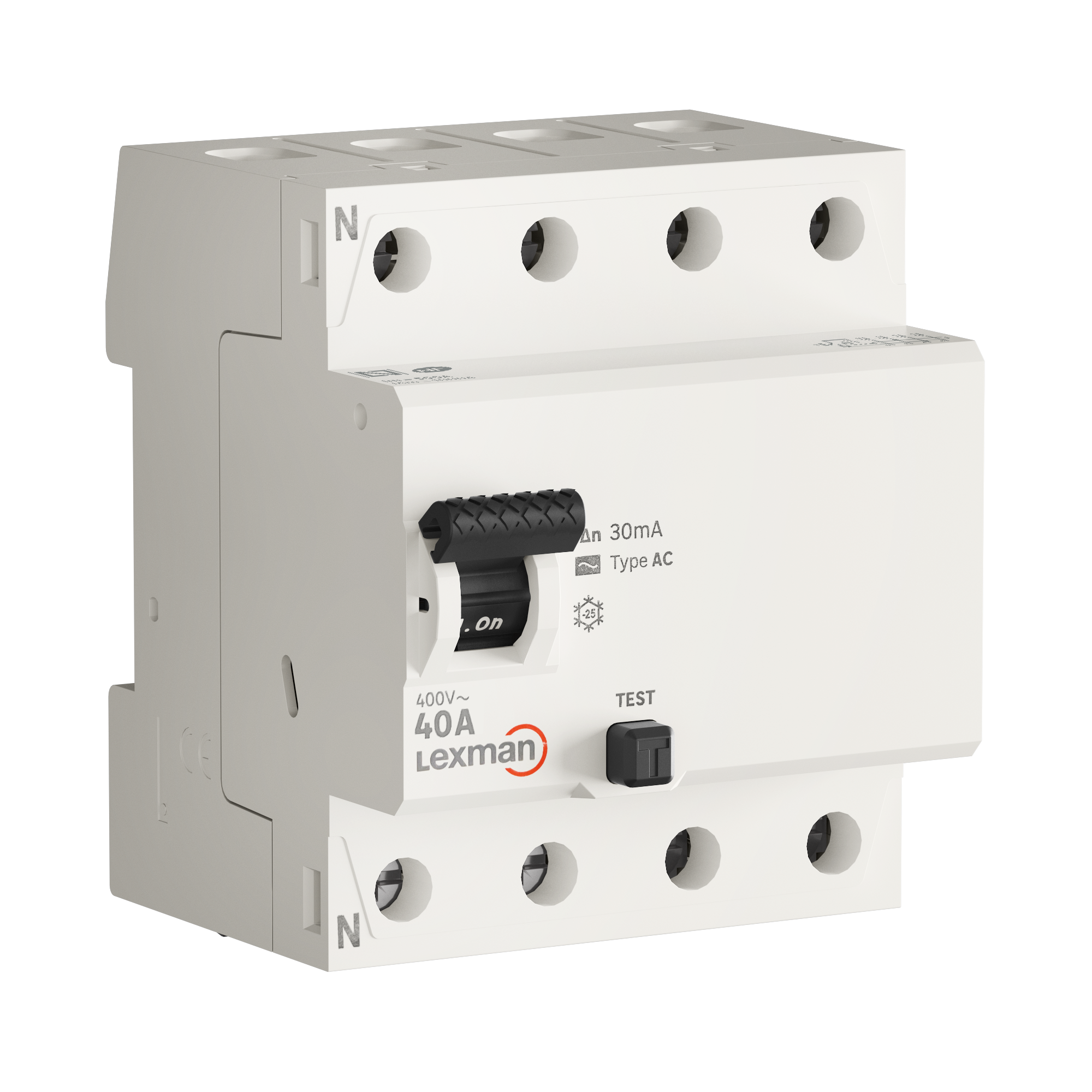 Interrupteur différentiel triphasé LEXMAN, 30 mA 40 A AC - 3