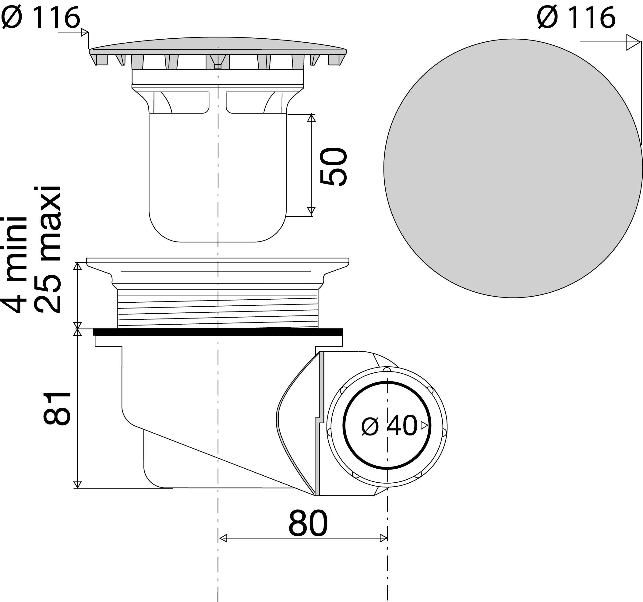 Bonde de douche La Goulue multidirectionnelle capot ABS pour receveur Ø 90 mm - NF - 6
