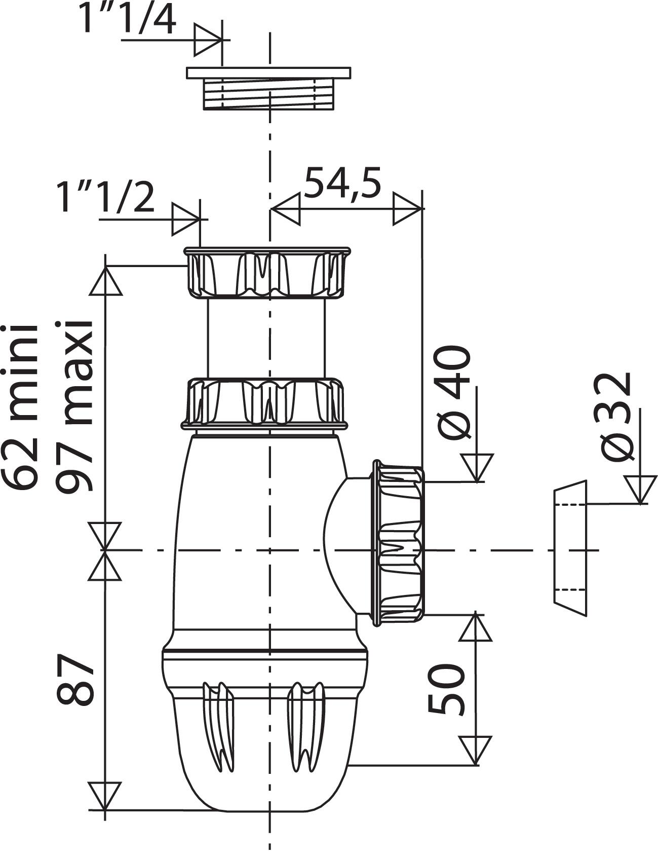 Siphon pour lavabo et évier 1 cuve Diam.32/40 mm réglable en hauteur blanc NF - VALENTIN - 3