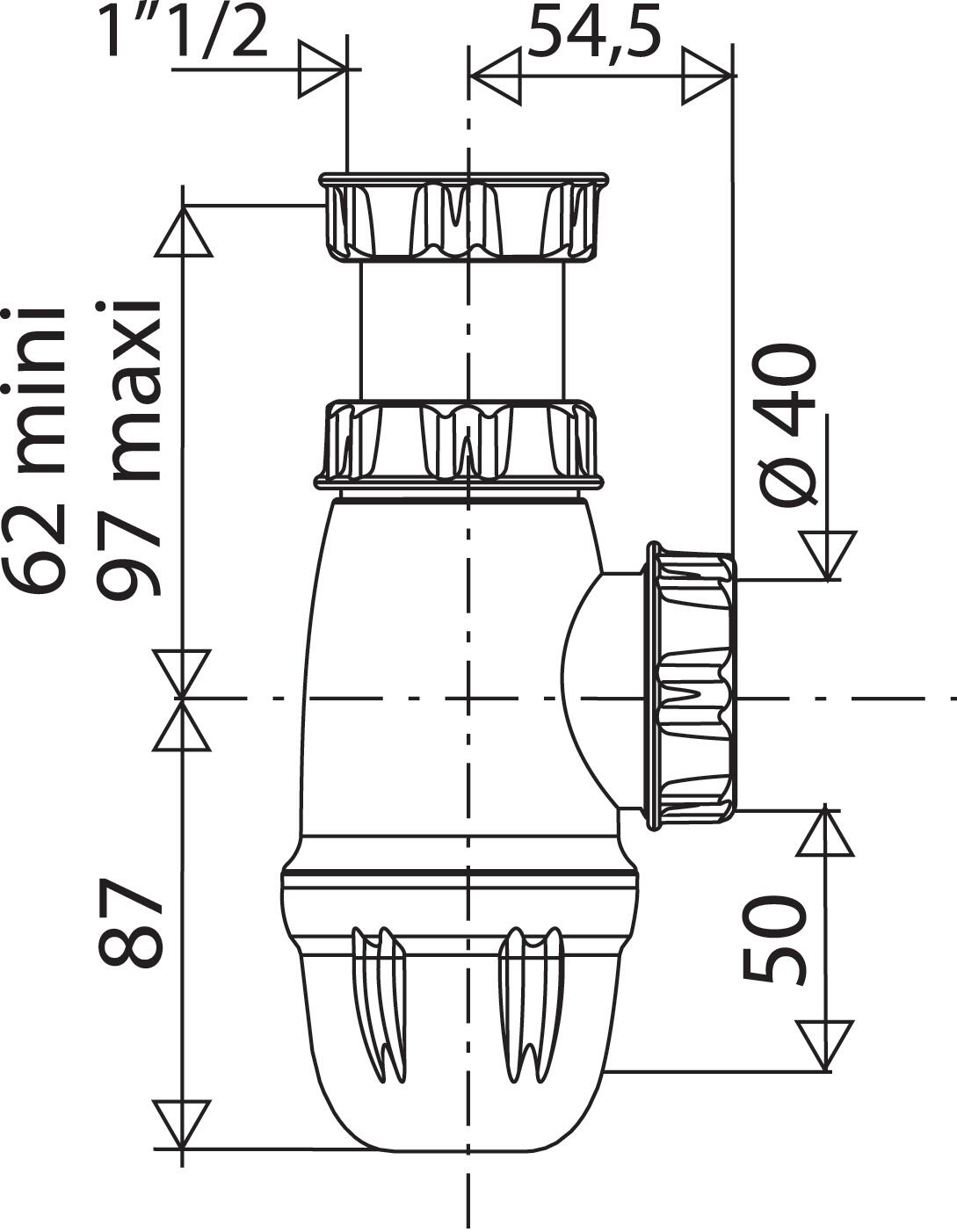 Siphon pour évier 1 cuve Diam.40 mm réglable en hauteur blanc NF - VALENTIN - 2