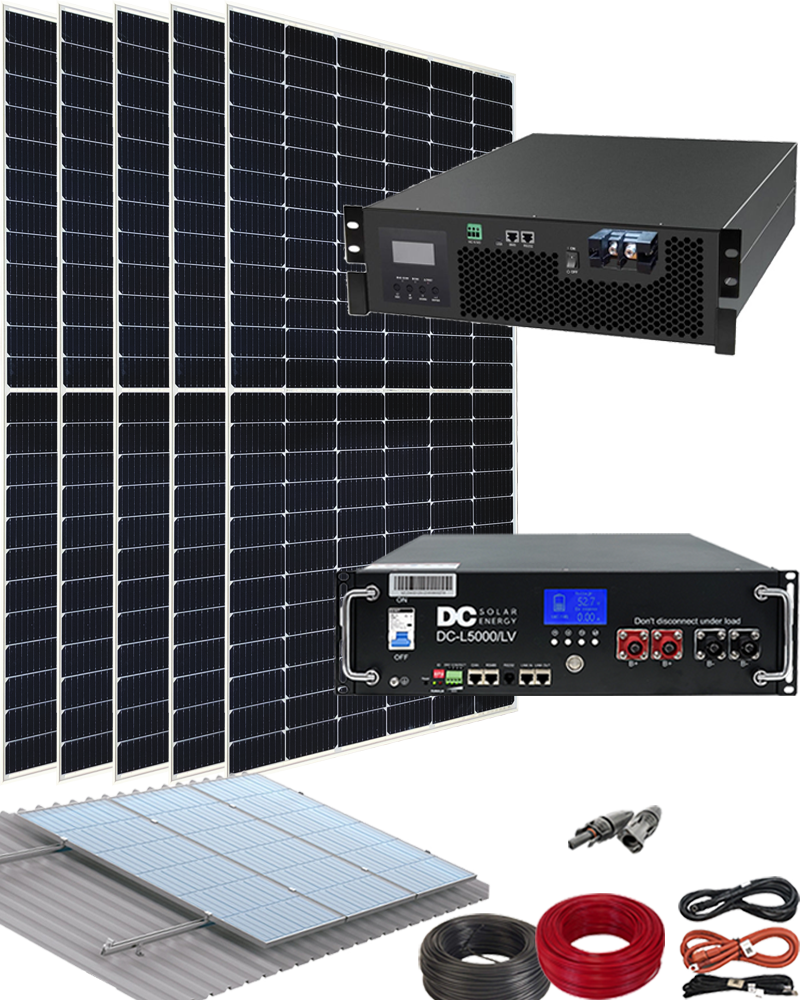 Kit solar aislada caseta 5500w 12.5kwh/día con batería de litio