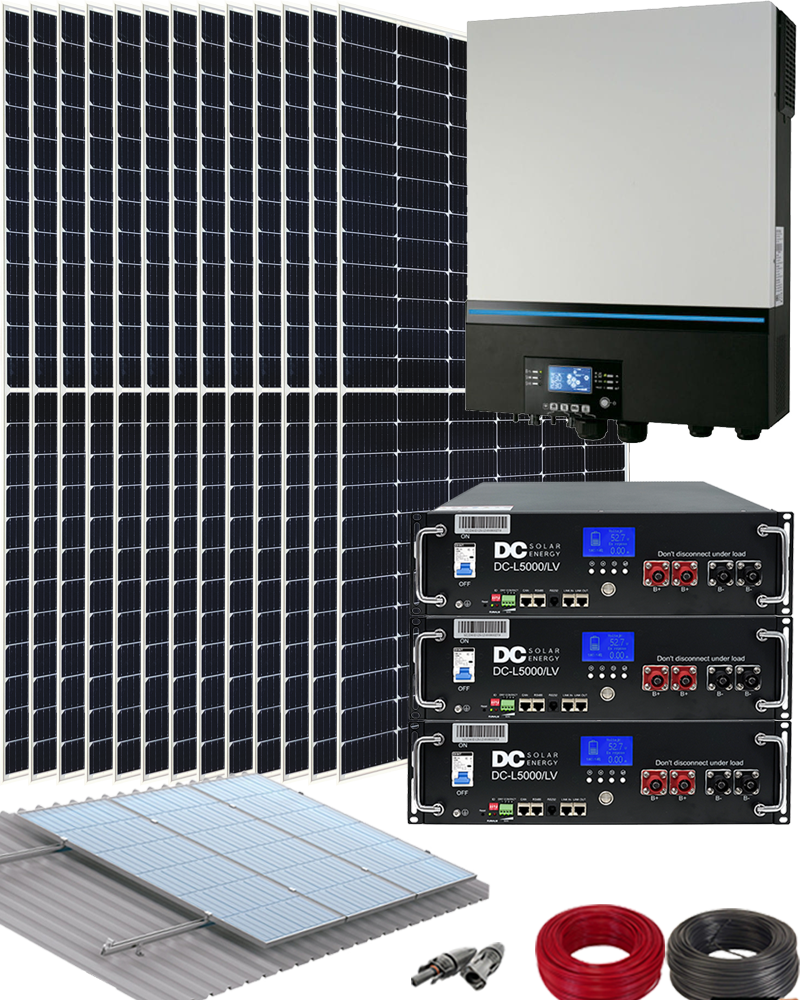 Kit solar aislada 8000w 40kwh/día con batería de litio