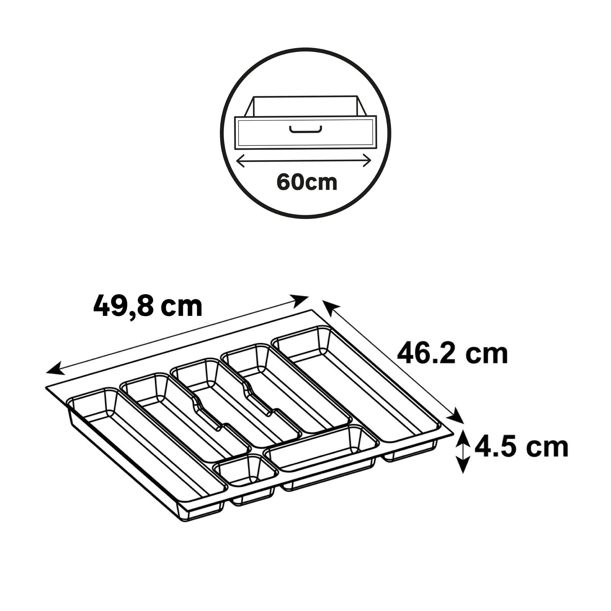 Range-couverts gris pour tiroir de 60 cm DELINIA - 4