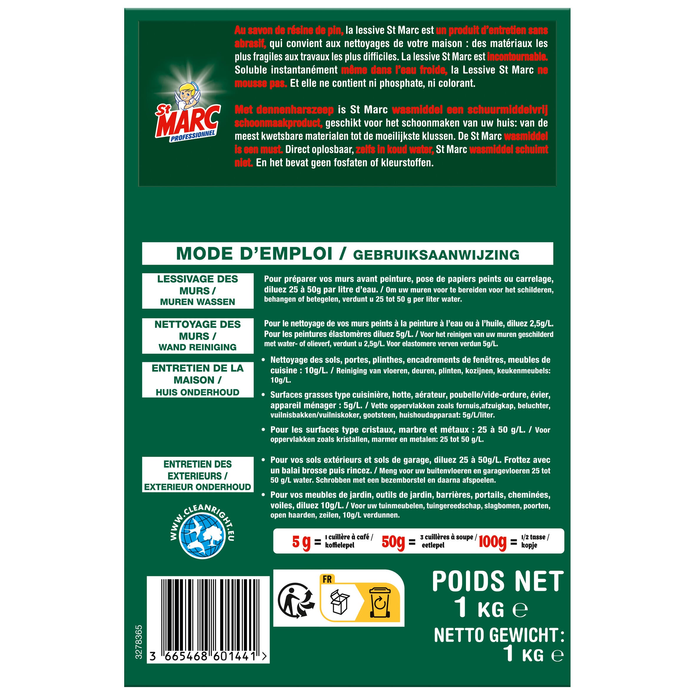 Lessive en poudre gros nettoyage à la résine de pin 1 Kg = 2 Kg - SAINT MARC PRO - 2