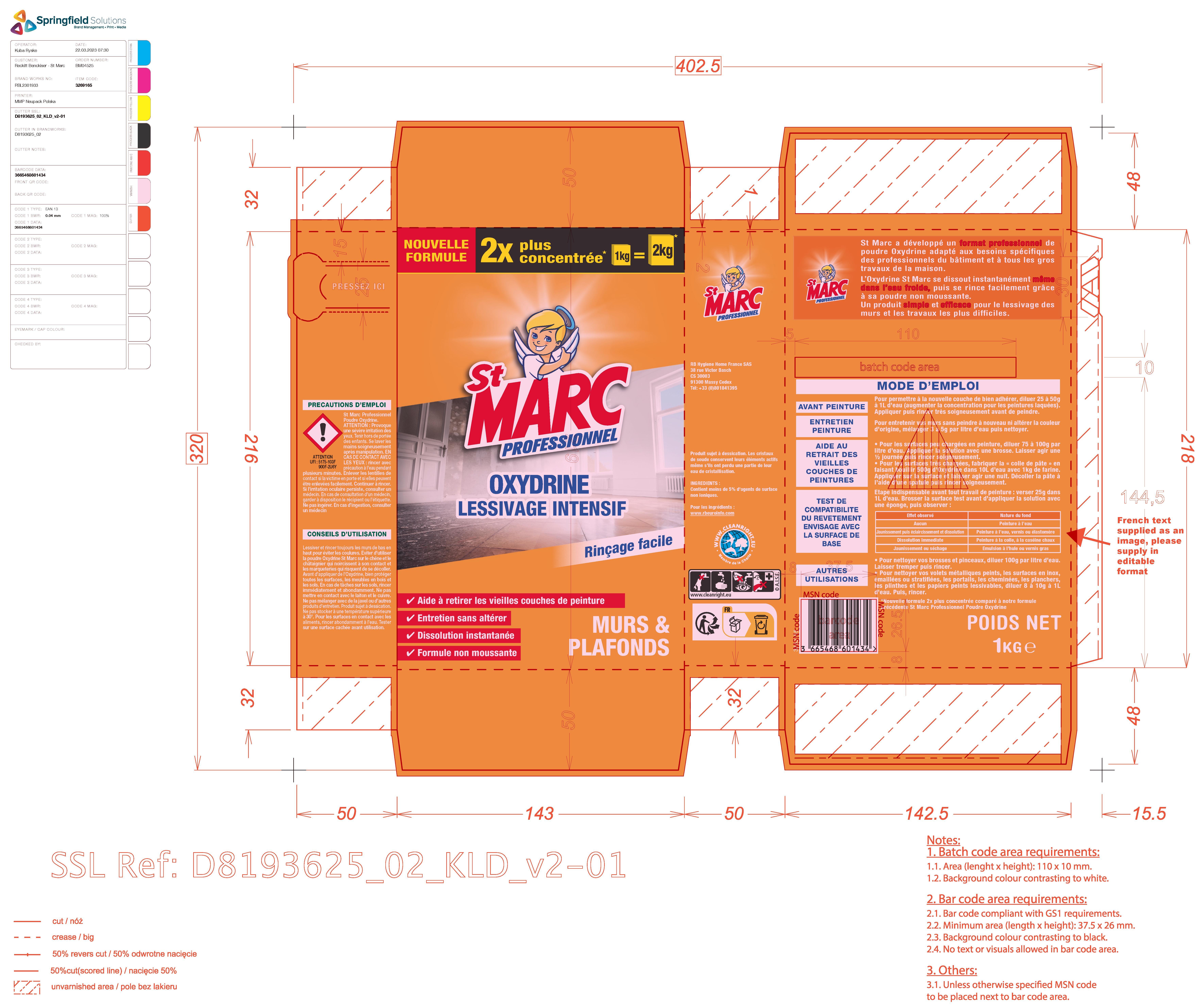 Lessive en poudre lessivage intensif 1 Kg = 2 Kg Oxydrine - SAINT MARC PRO - 2