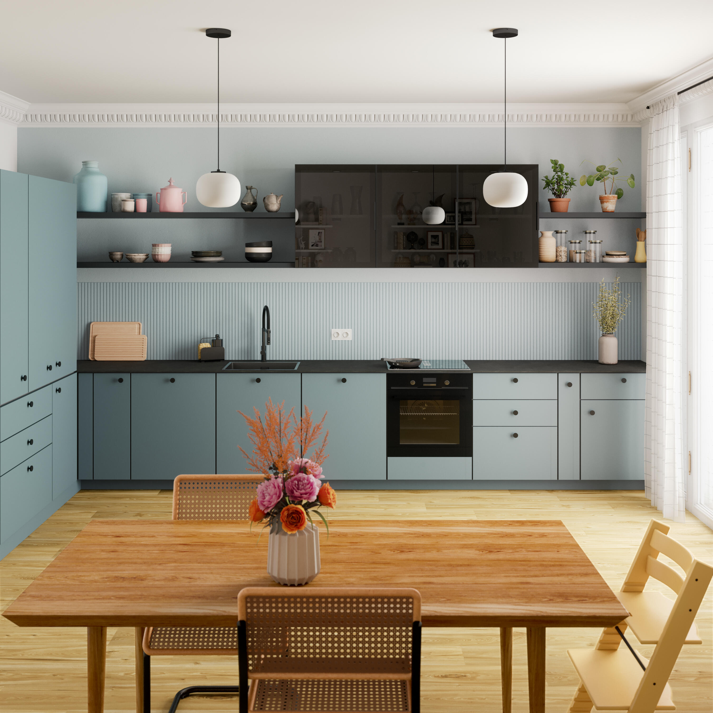 Mueble alto de cocina Delinia ID Viena azul mate Alt 76,8 x An 60 cm 2PTA - 3