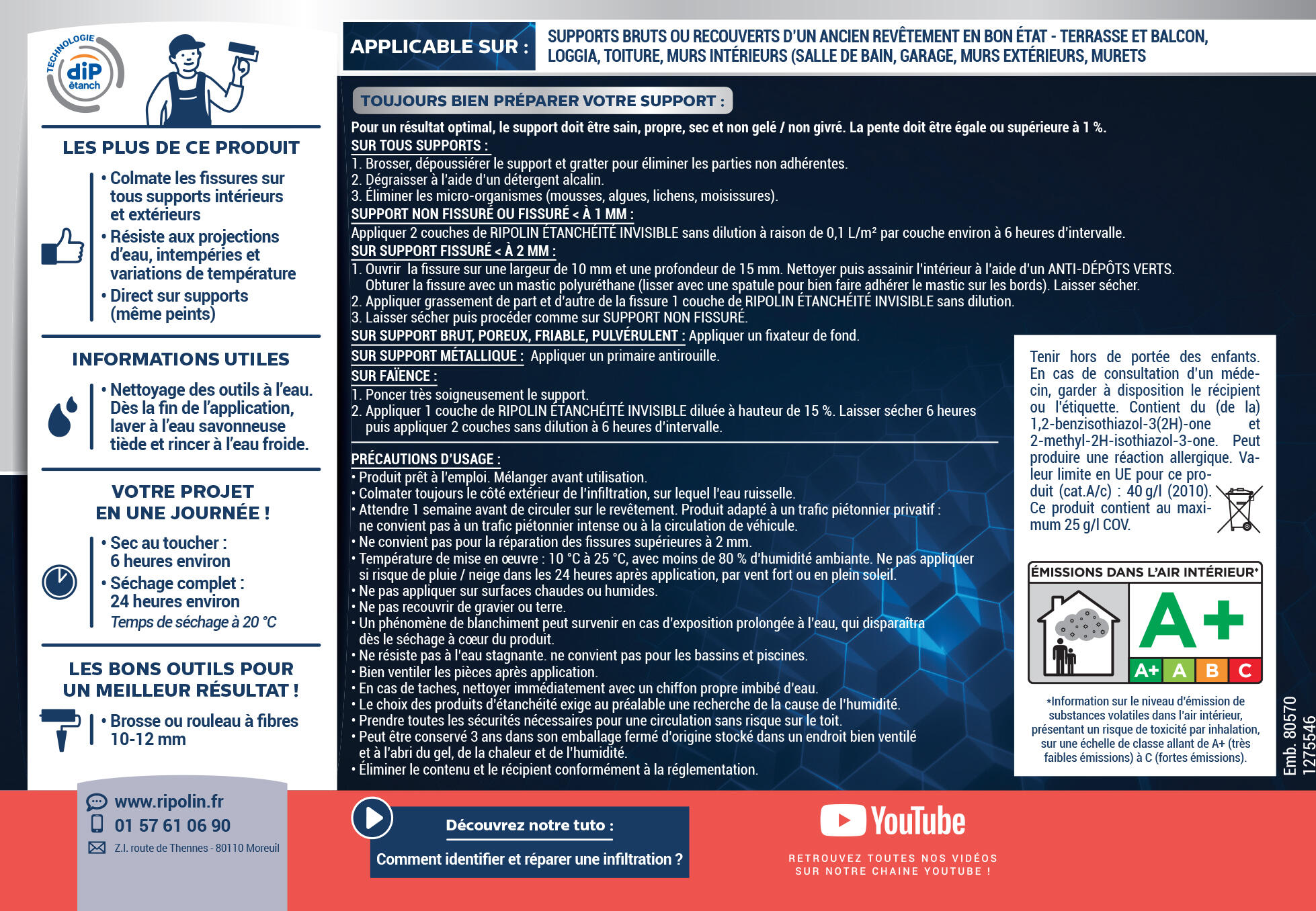 Résine d'étanchéité invisible 0,75 L - RIPOLIN - 6