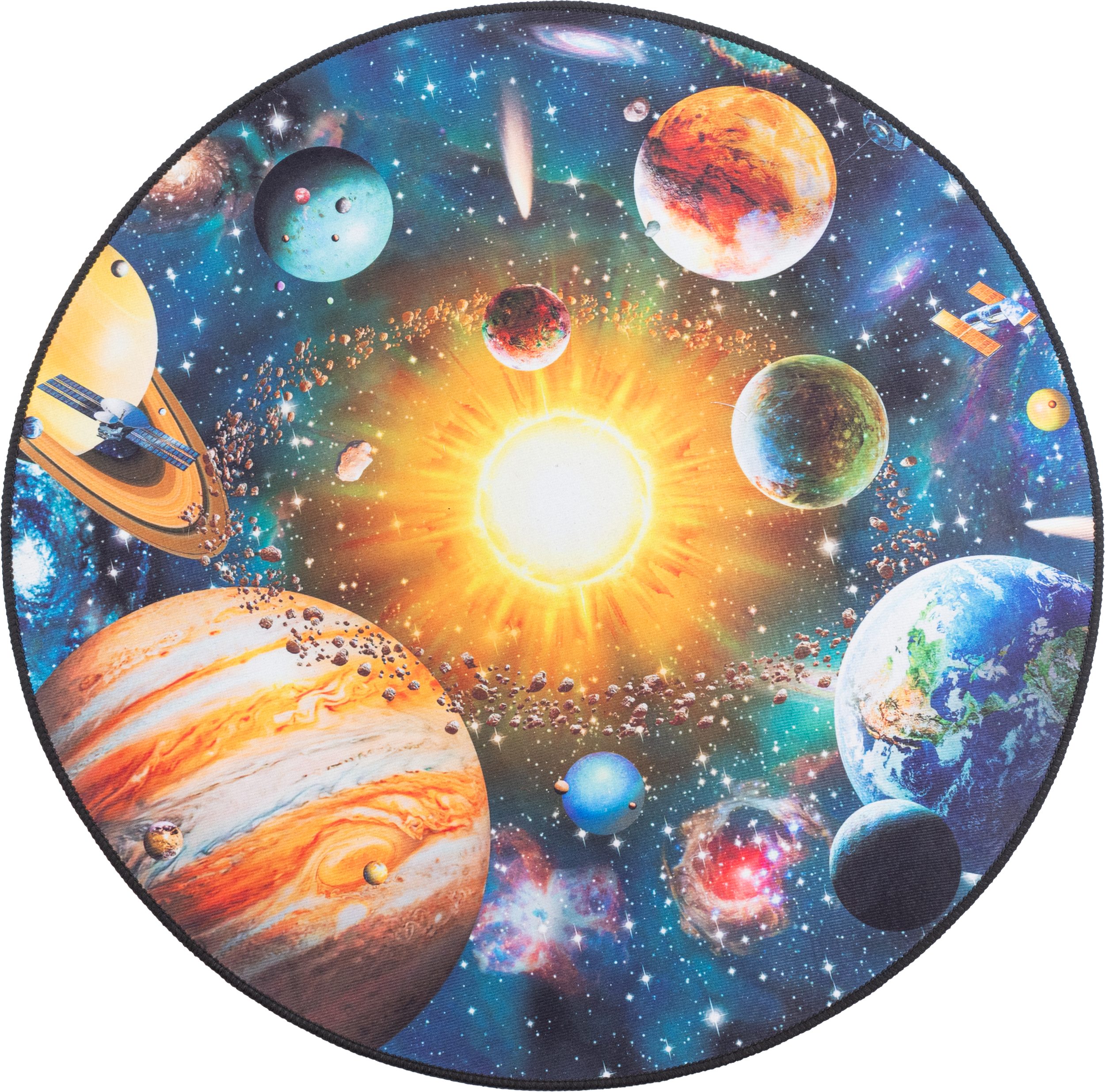 Dywan dzięcięcy okrągły Print 3D Planety śr. 80 cm