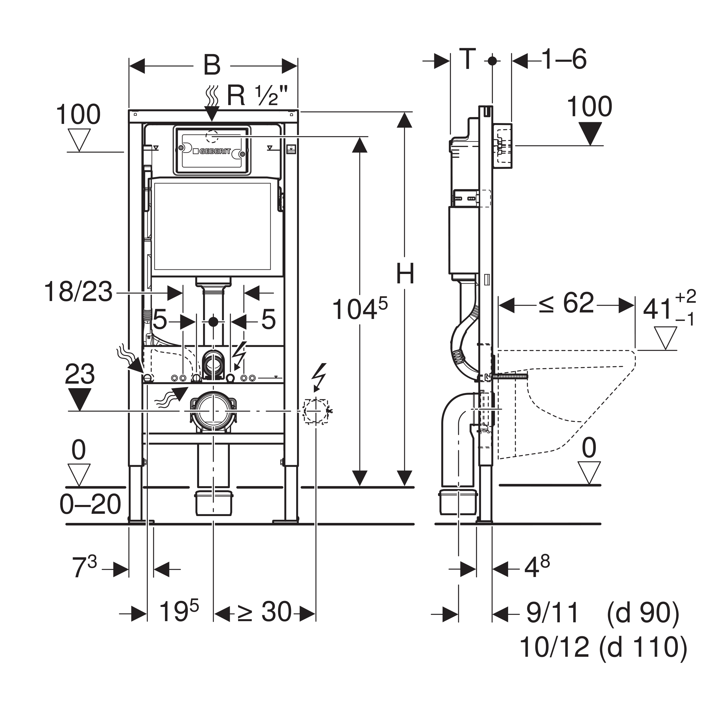 Stelaż podtynkowy do WC Unifix 51 Czarny Geberit - 2