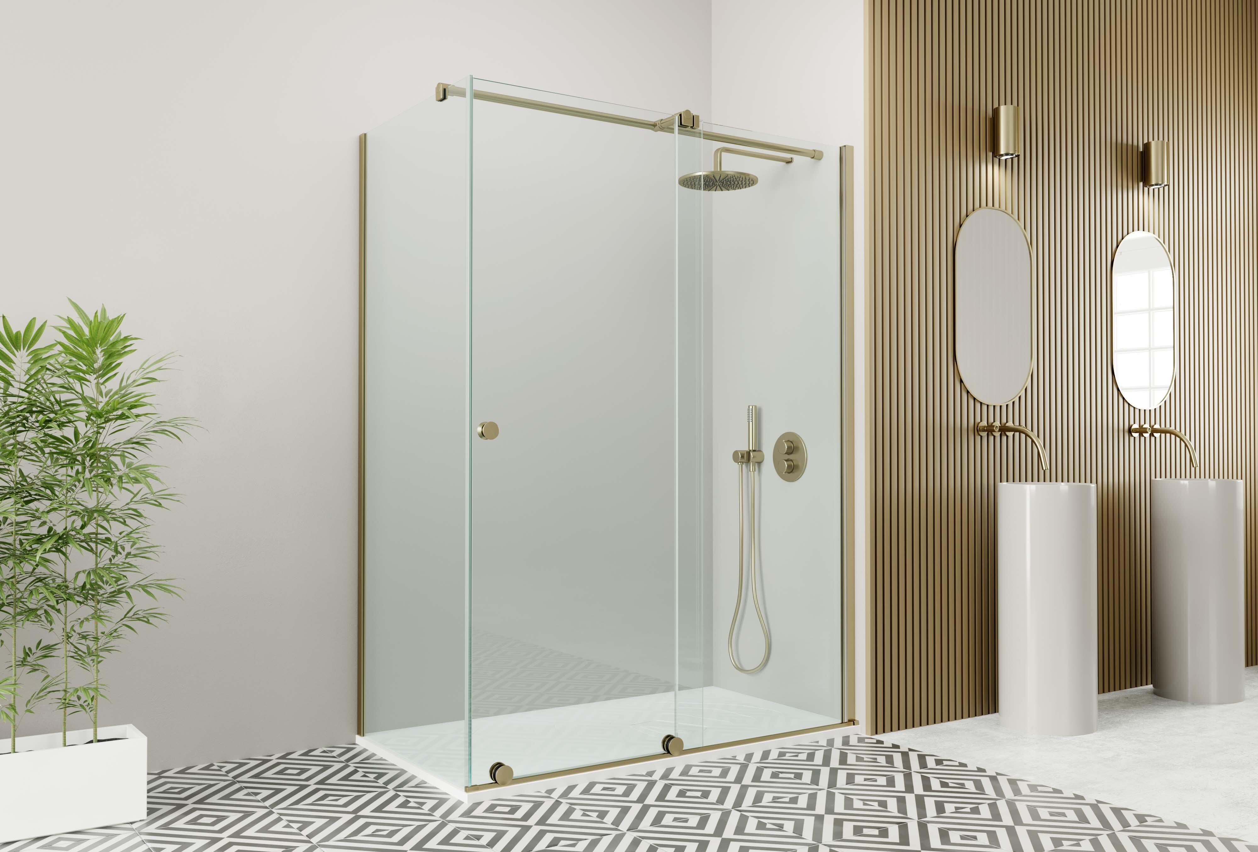 Mampara lateral fijo transparente ionity perfil dorado 78.5x200 cm 6mm