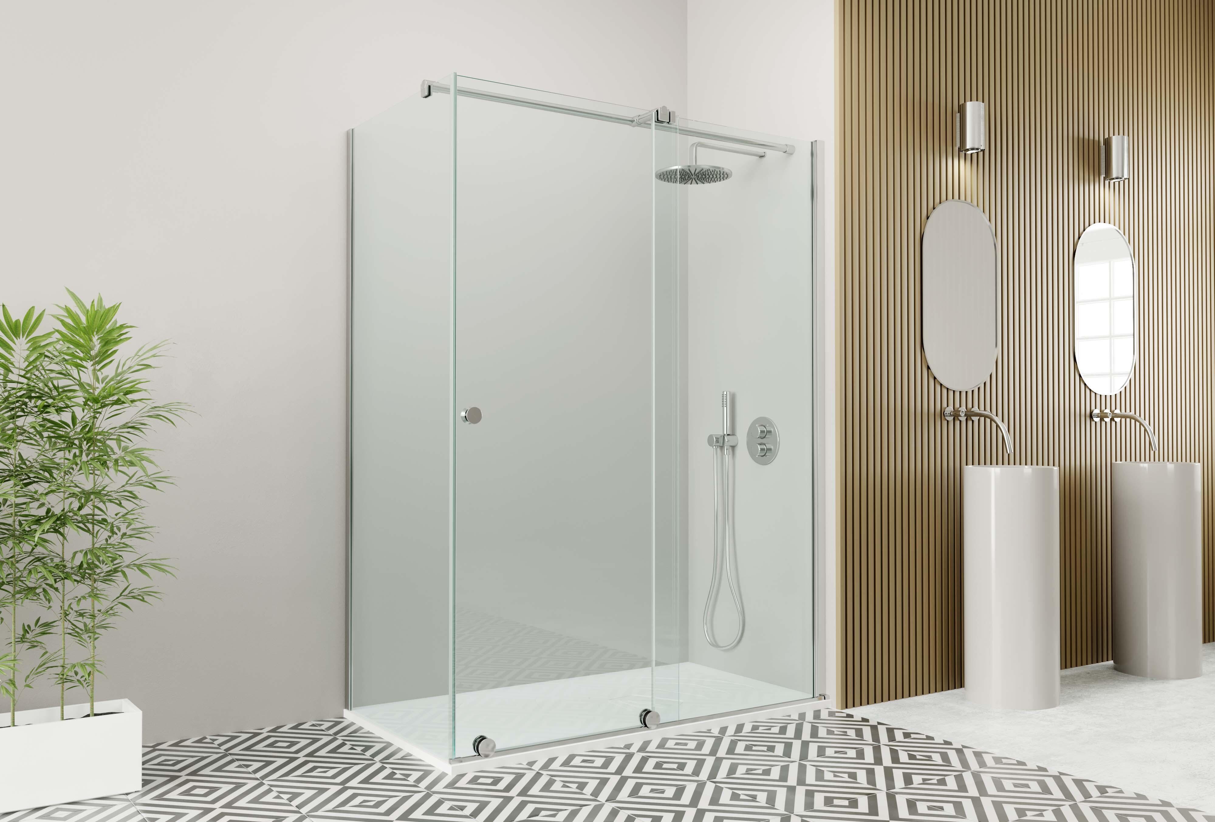 Mampara lateral fijo transparente ionity perfil plata 68.5x200 cm 6mm