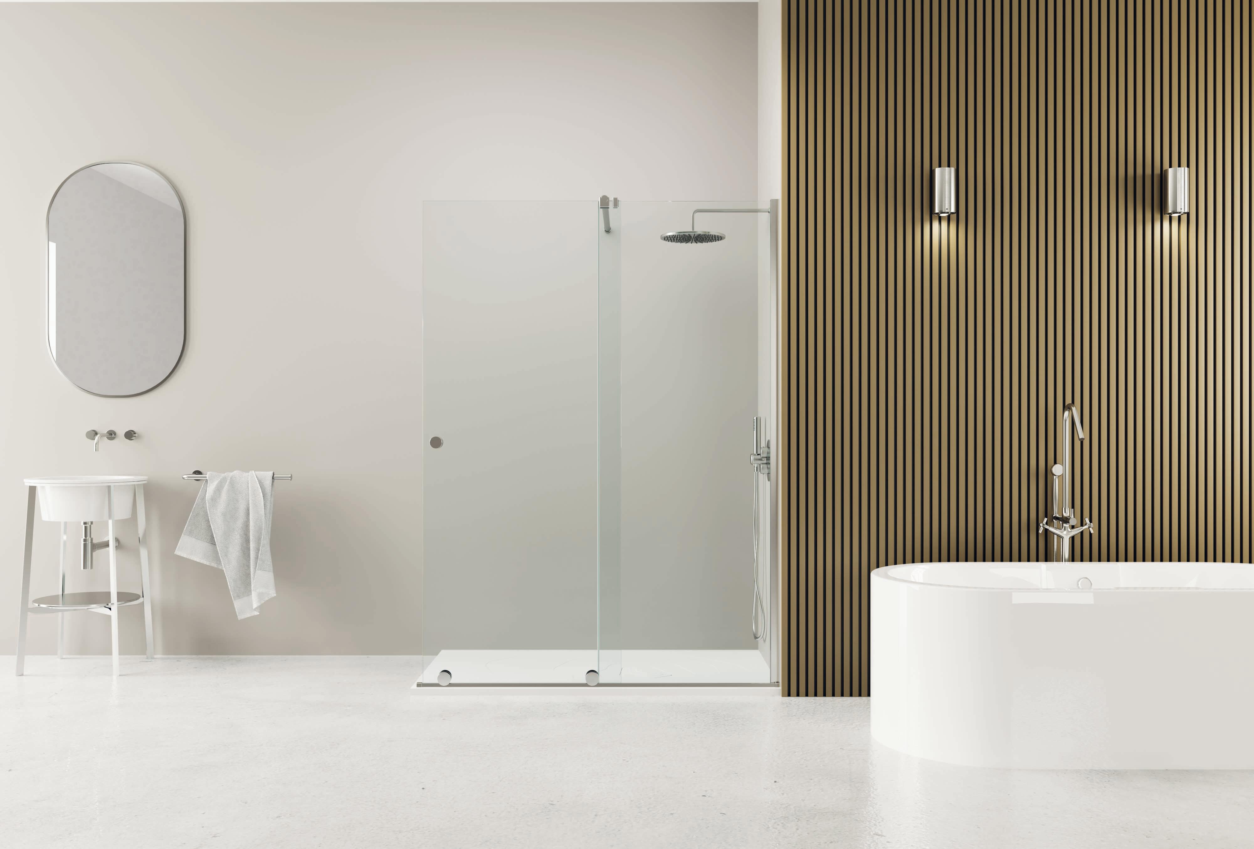 Mampara de ducha frontal 1 fijo + 1 puerta corredera transparente ionity perfil aluminio plata (158-160)x200 cm cristal 8mm sin cierre sin guía inferior marca vanguard