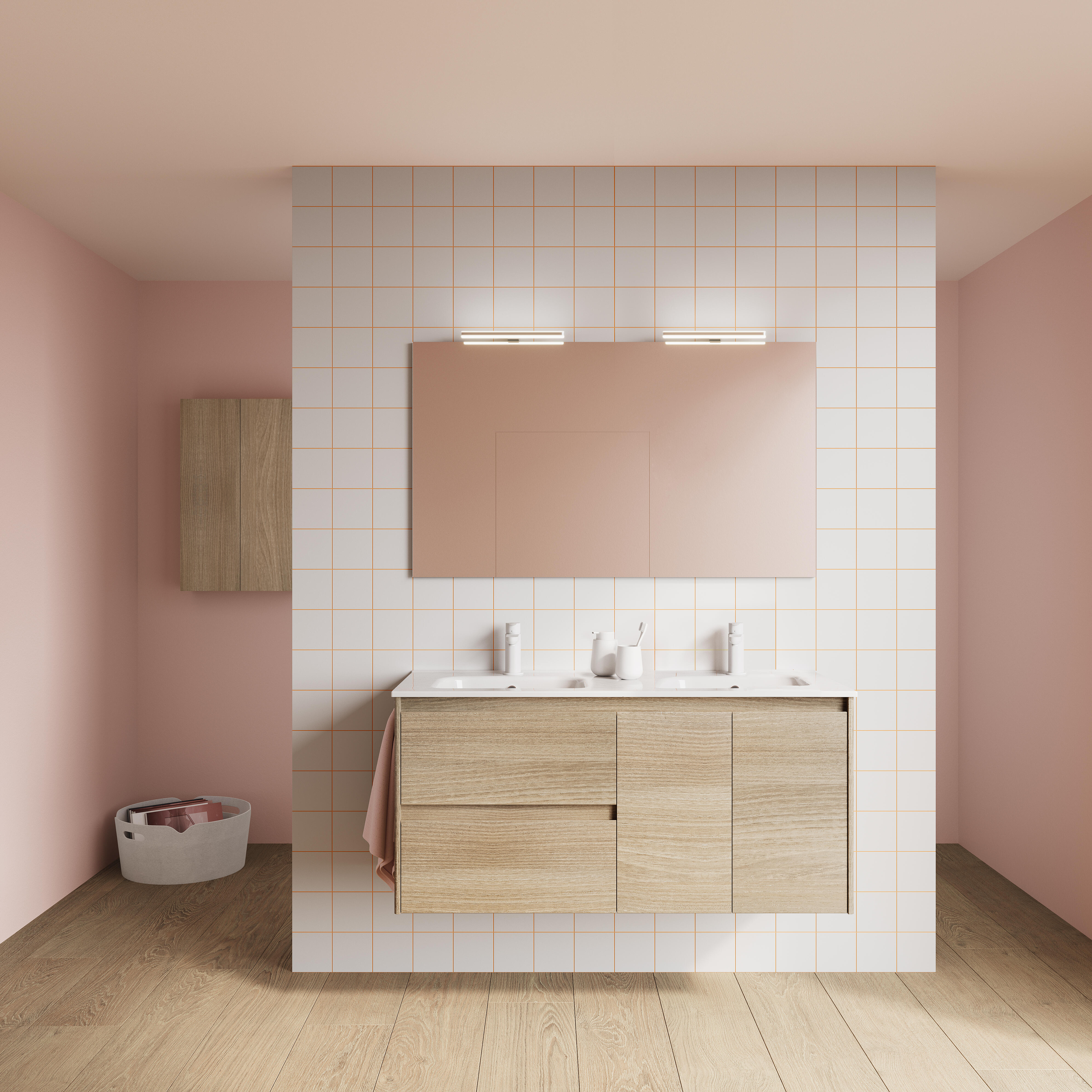 Mueble de baño con lavabo alfa roble mate 120x45 cm