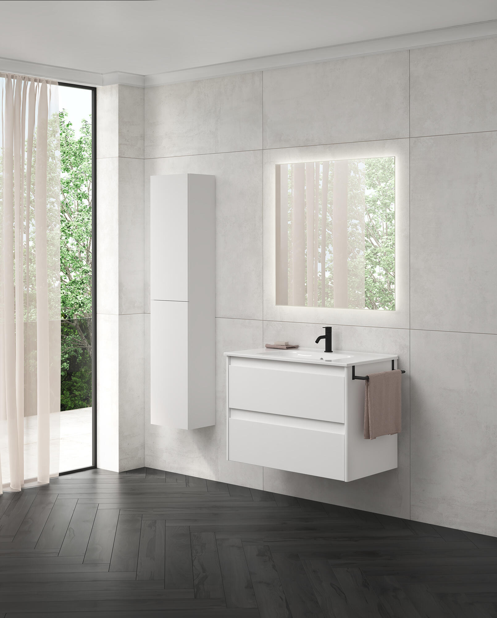 Mueble de baño con lavabo alfa blanco mate 80x45 cm