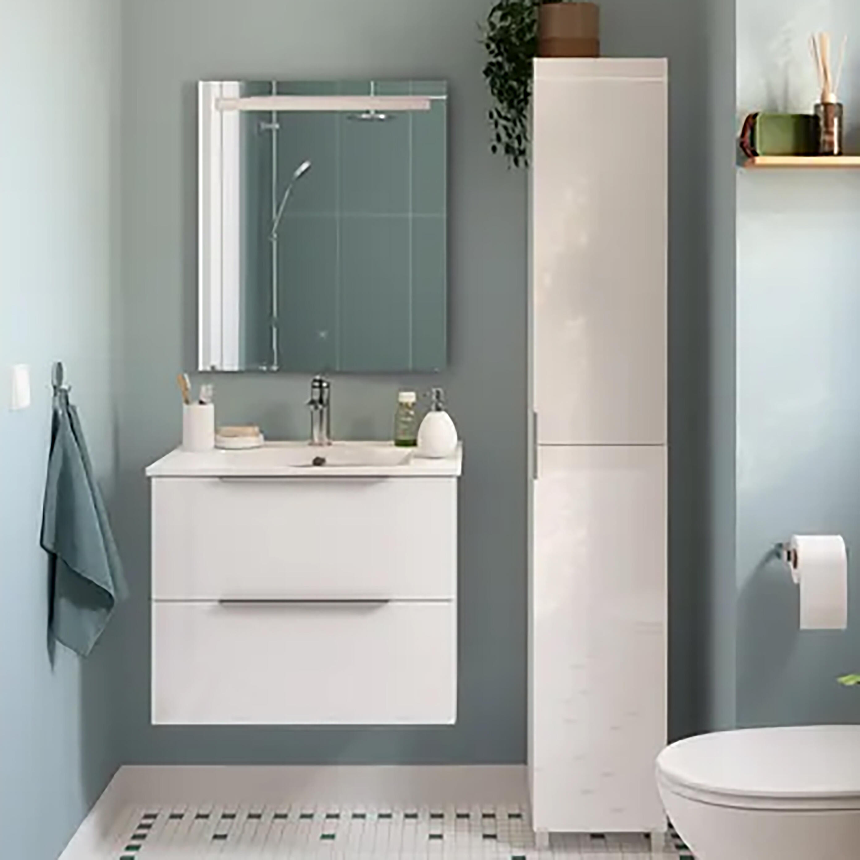 Mobile Sottolavabo Pelipal Quickset 947 Cm, Bianco Lucido E Rovere Rivera, 60 Cm, 2 Ante, Senza Lavabo