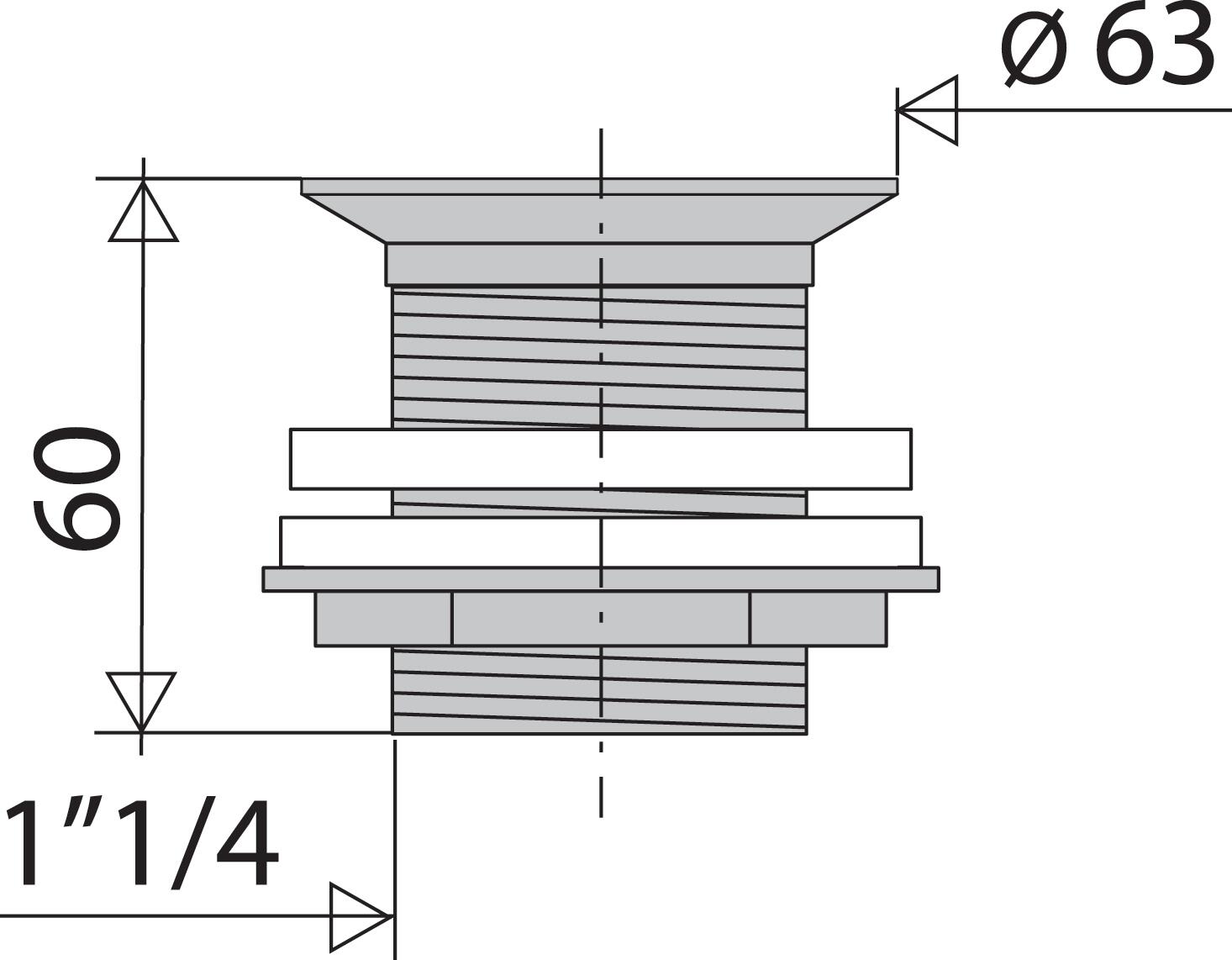 Bonde lavabo ou vasque à grille sans trop plein Haut.60 mm - VALENTIN - 2
