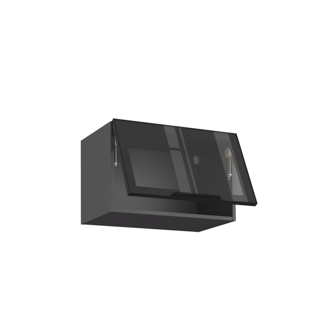 Móvel superior de cozinha com 1 porta Delinia Samara 60x35x39 preto com vidro escuro