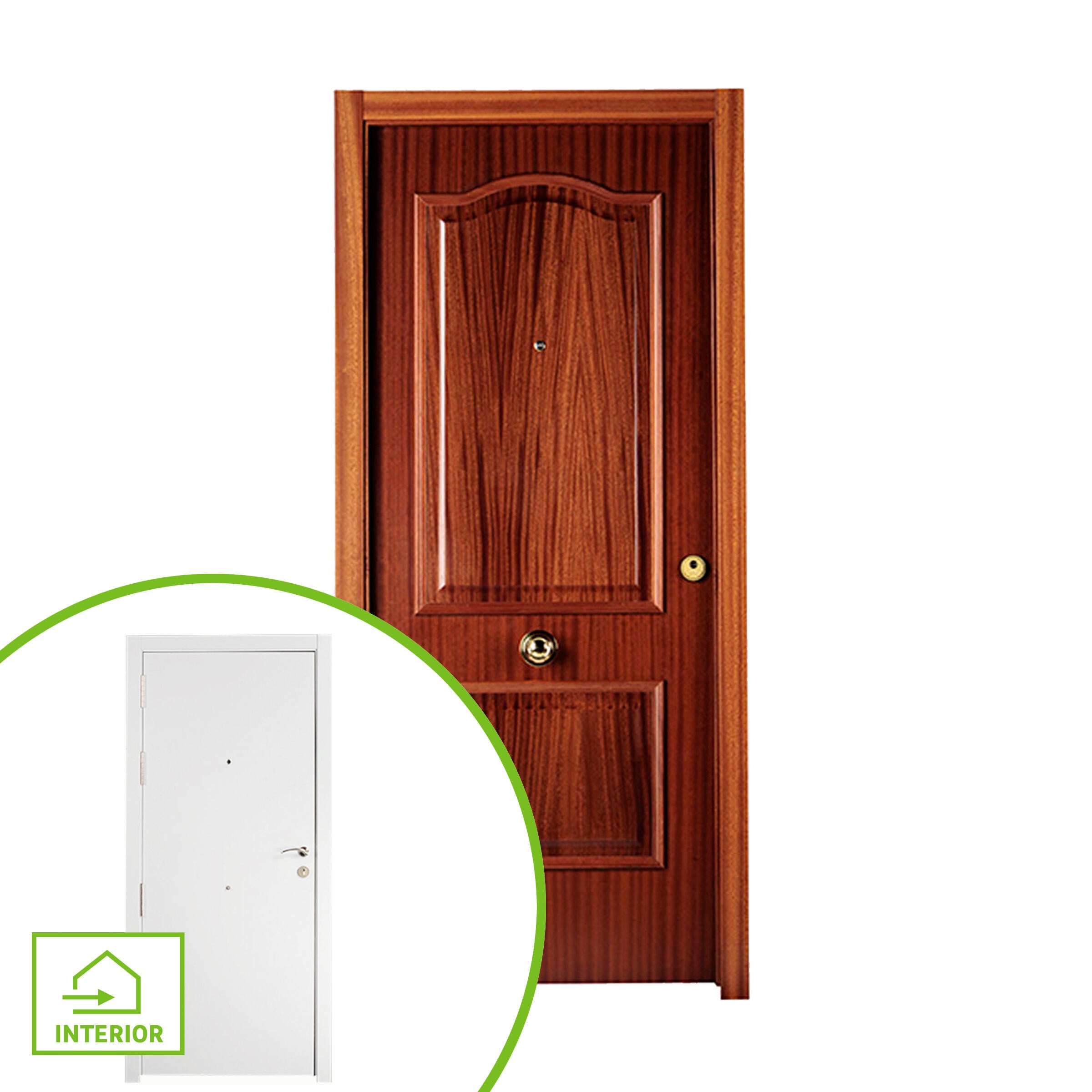 Puerta de entrada blindada serie 3P provenzal sapelly / interior liso  blanco apertura izquierda 205x86cm - 13