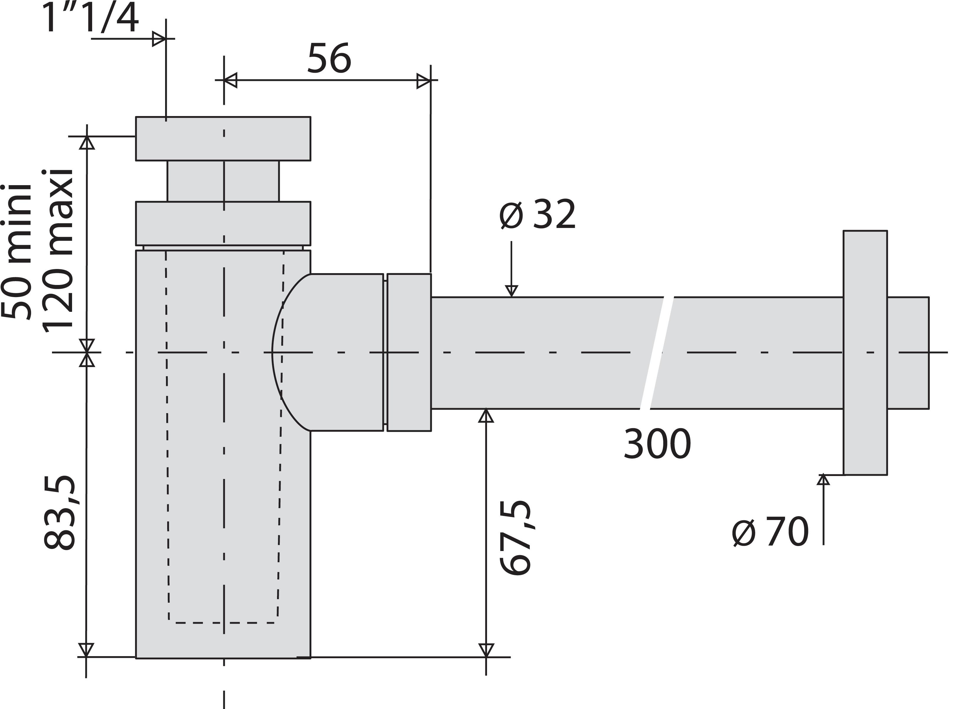 Siphon pour lavabo, Diam.1