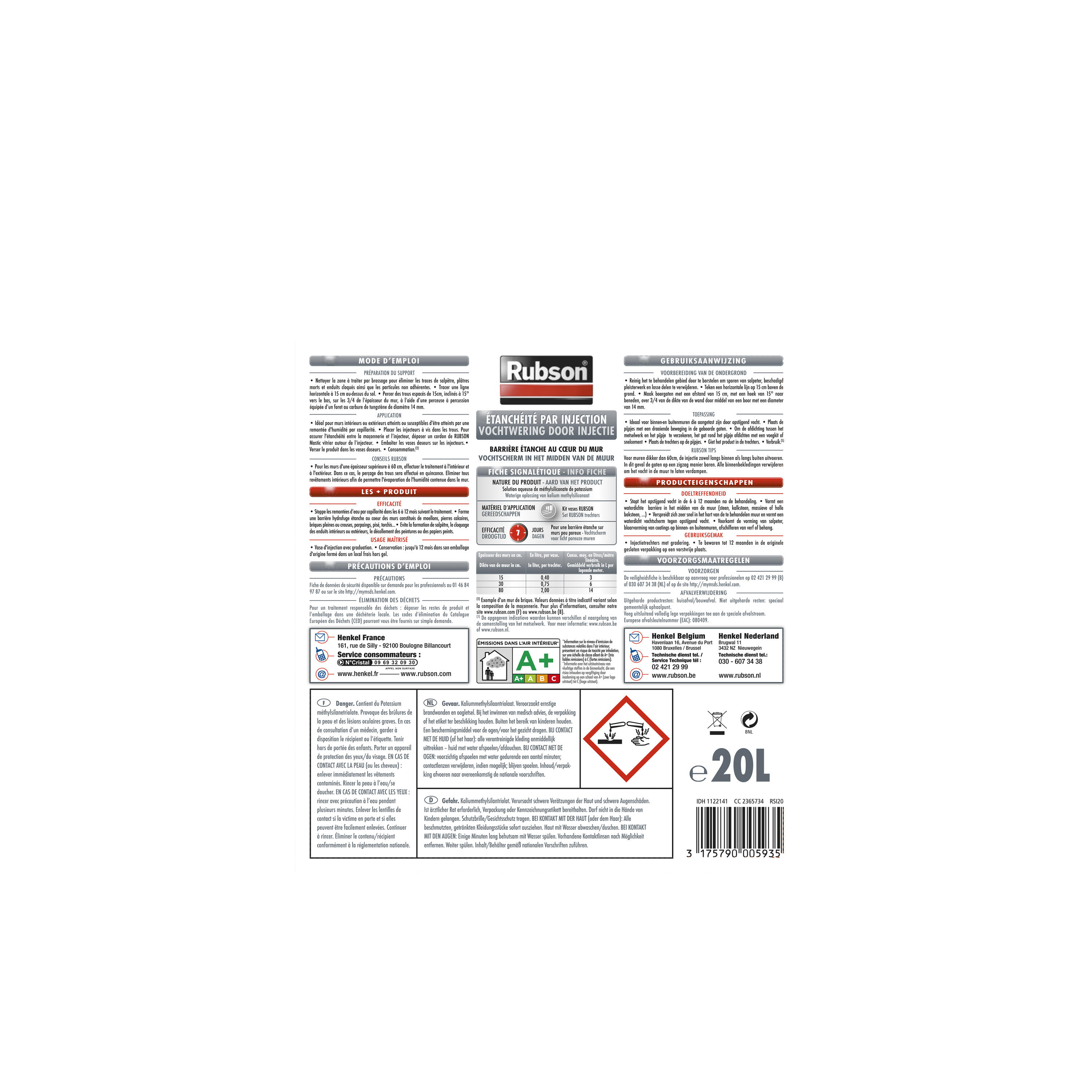 Bidon d'étanchéité par injection 20 L - RUBSON - 3