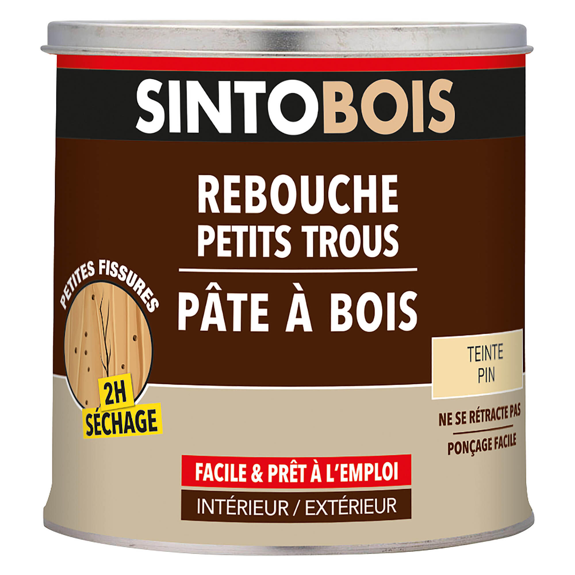 Pâte à bois Solvantée petits trous SINTO pin 500 g Leroy Merlin