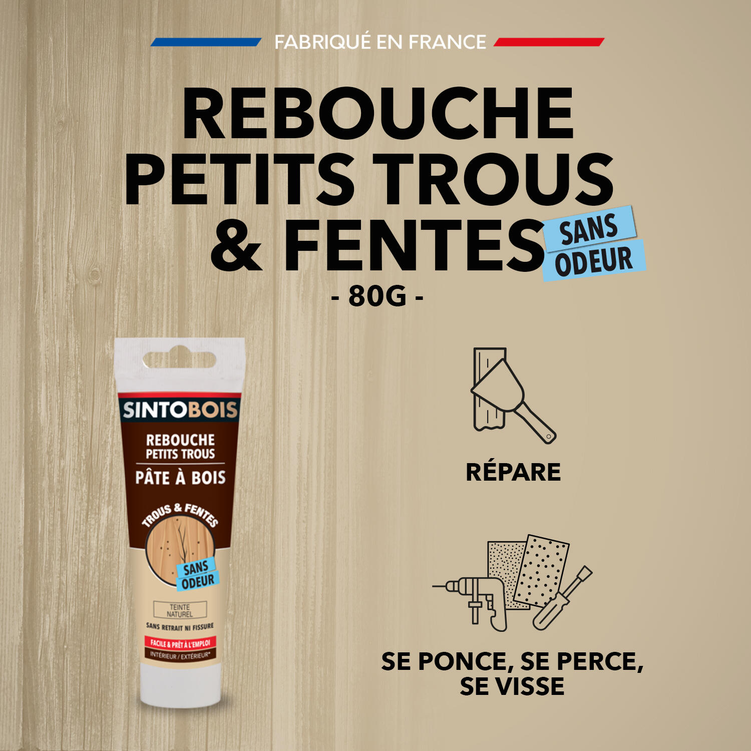 Pâte à bois Petits trous SINTO naturel 80 g - 2