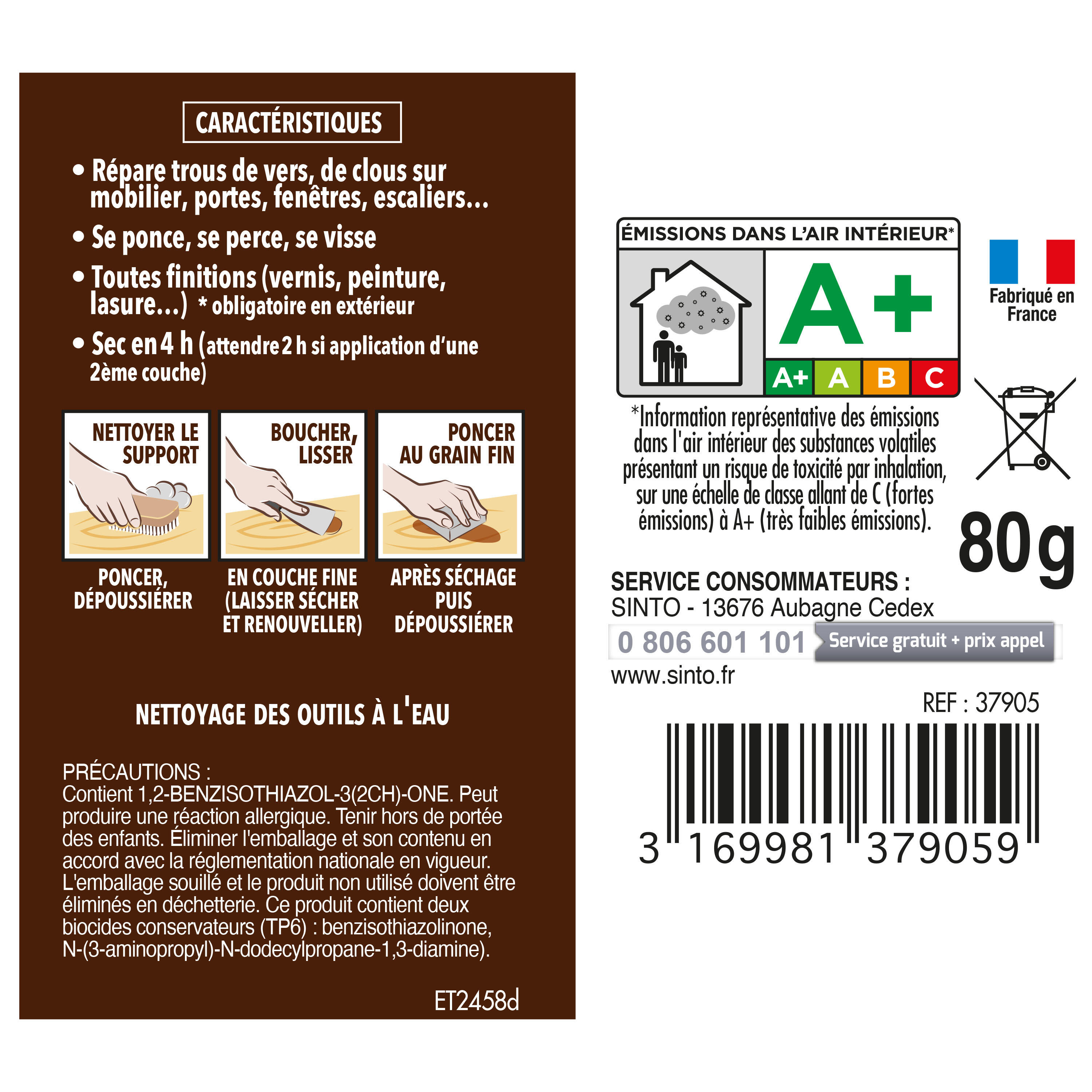 Pâte à bois Petits trous SINTO naturel 80 g - 8