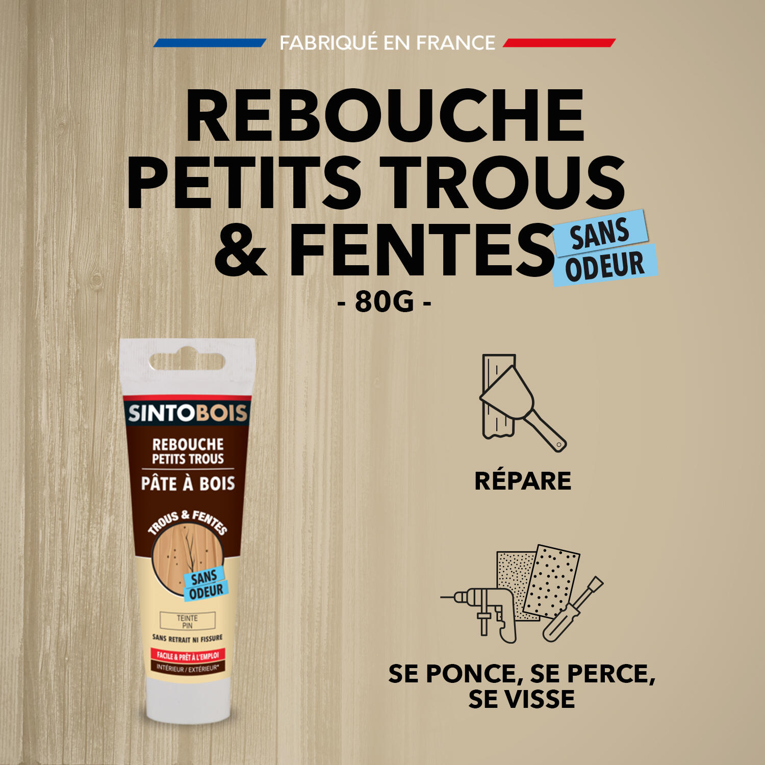 Pâte à bois Petits trous SINTO pin 80 g - 2