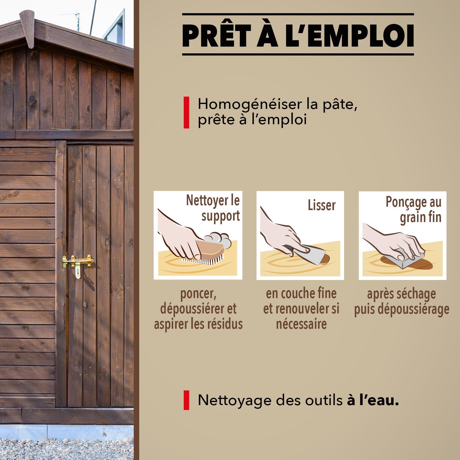 Enduit en pâte Gros trous SINTO bois clair 500 g - 5