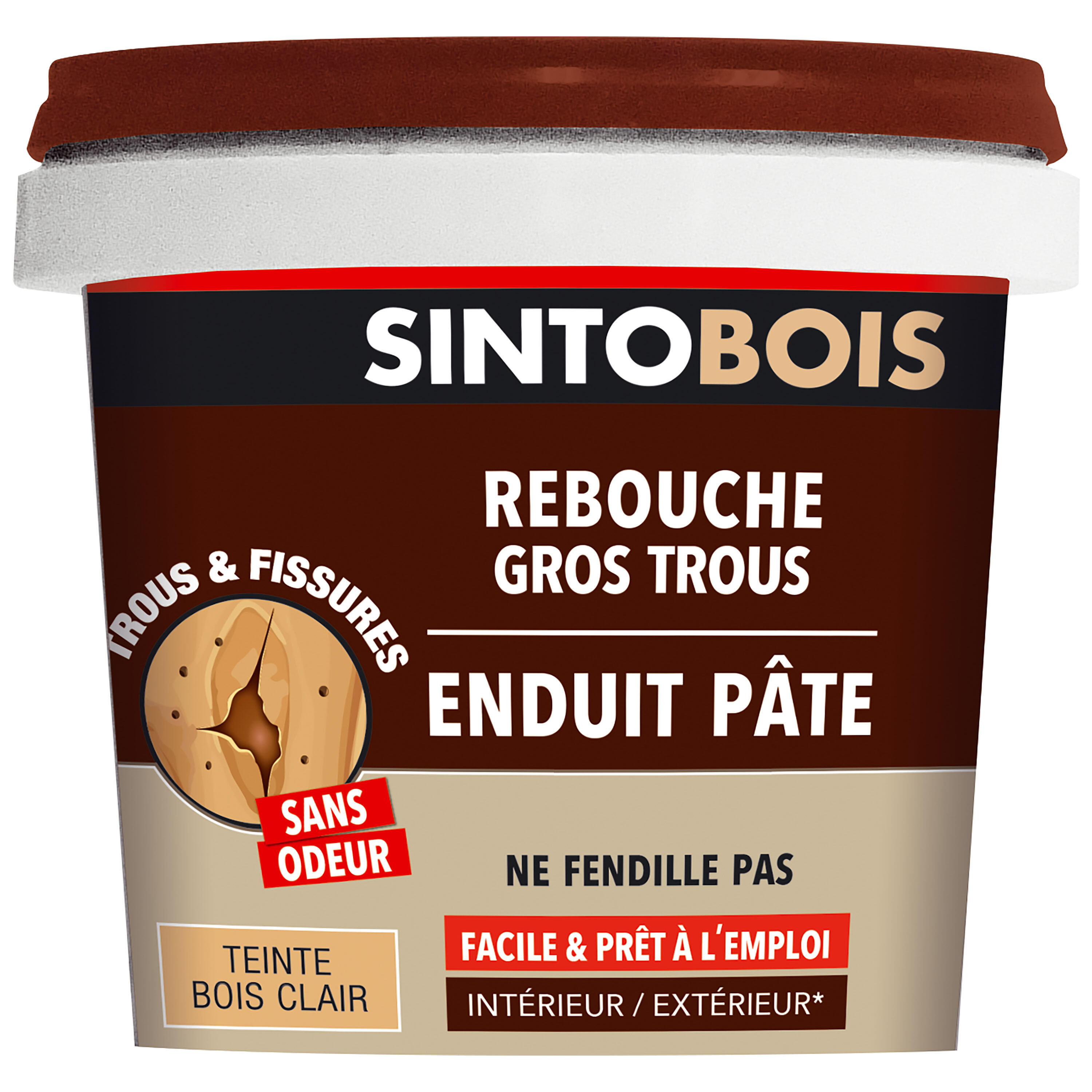 Enduit en pâte Gros trous SINTO bois clair 500 g - 7