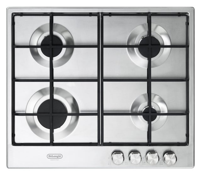 Piano cottura 4 fuochi L 60 cm LM 4R60 LX2 DE'LONGHI acciaio inox griglie in acciaio smaltato