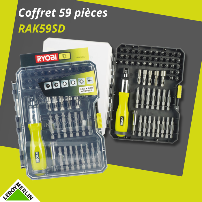 coffret ryobi 59 accessoires