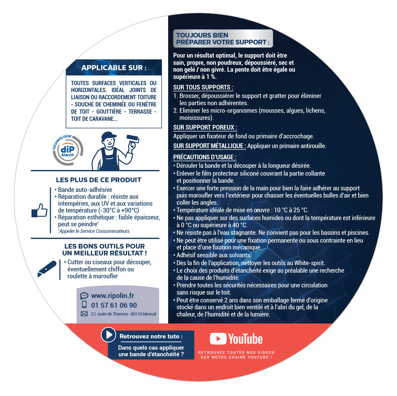 Bande d'étanchéité Dip etanch RIPOLIN, 3 m X 10 cm, argenté - 5