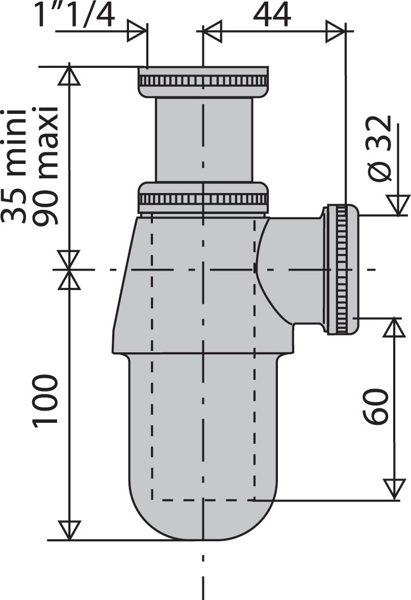 Siphon pour lavabo Diam.32 mm gain de place réglable en hauteur chromé - VALENTIN - 2