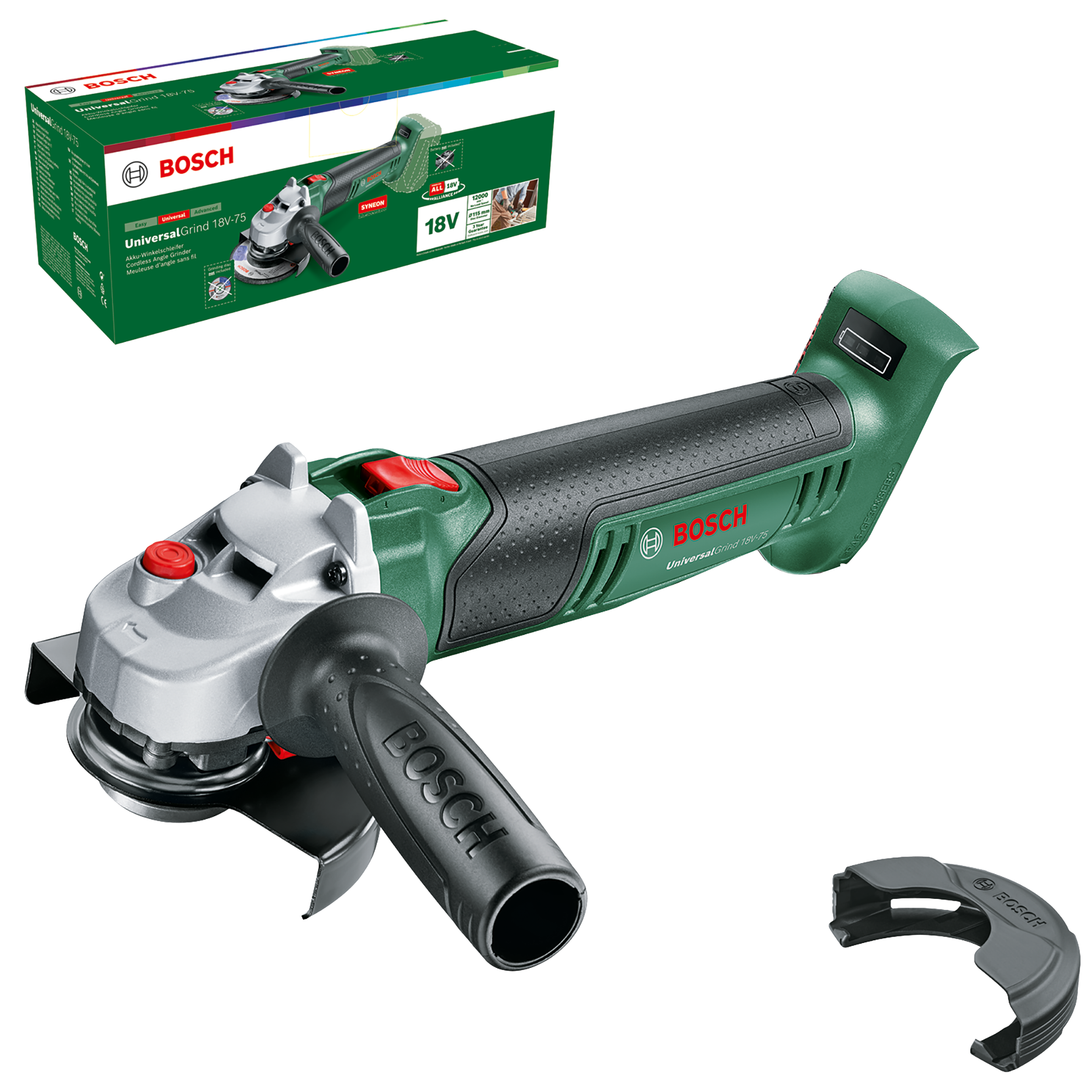 Amoladora bosch universalgrind 18v 115mm, sin batería y cargador