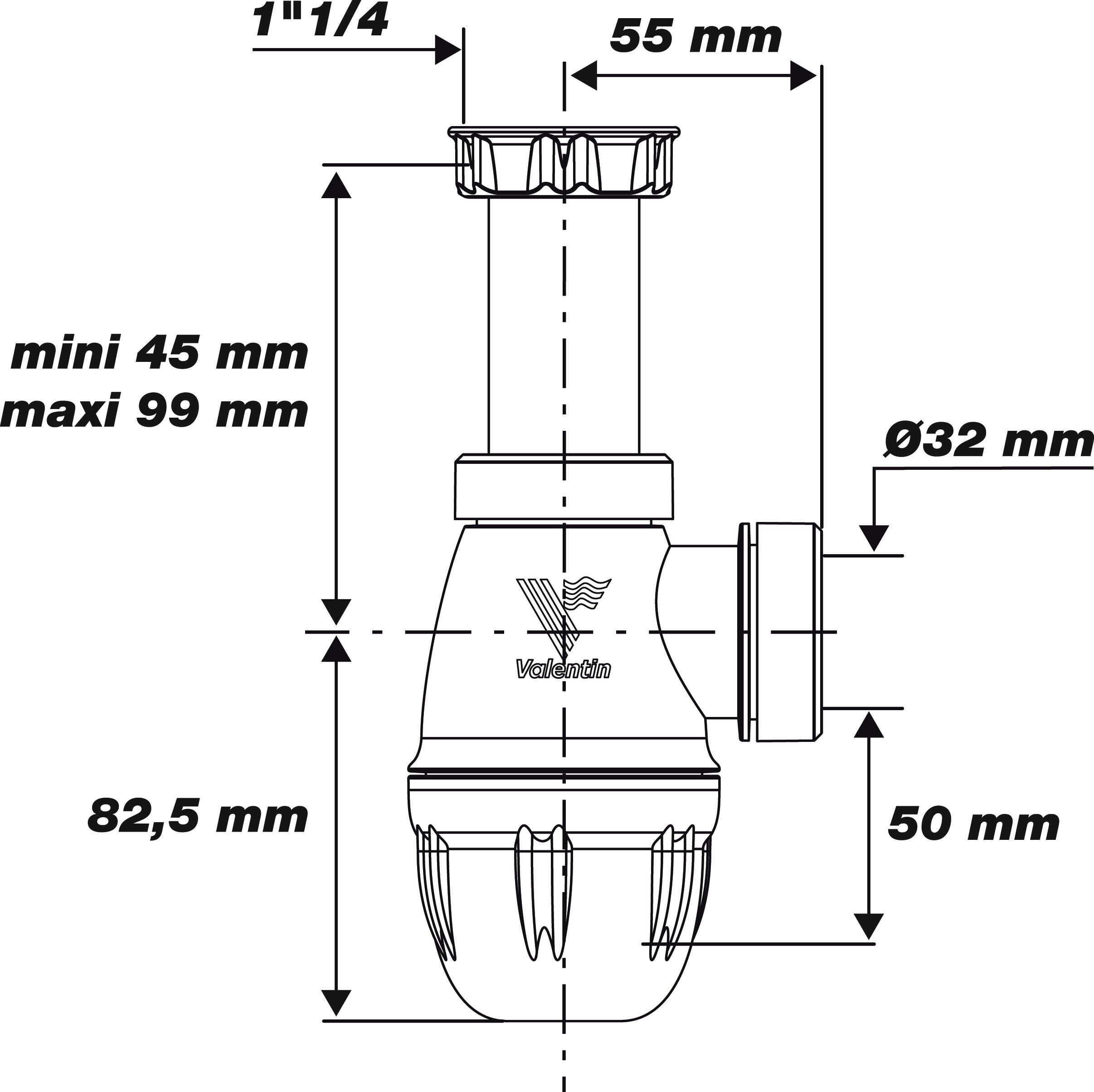 Siphon pour lavabo recyclé, Diam.1