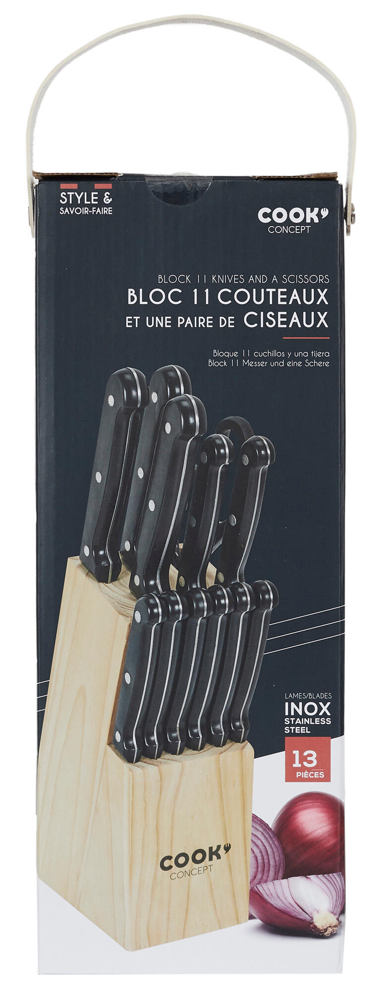 Portacuchillos de madera con 12 piezas - 5