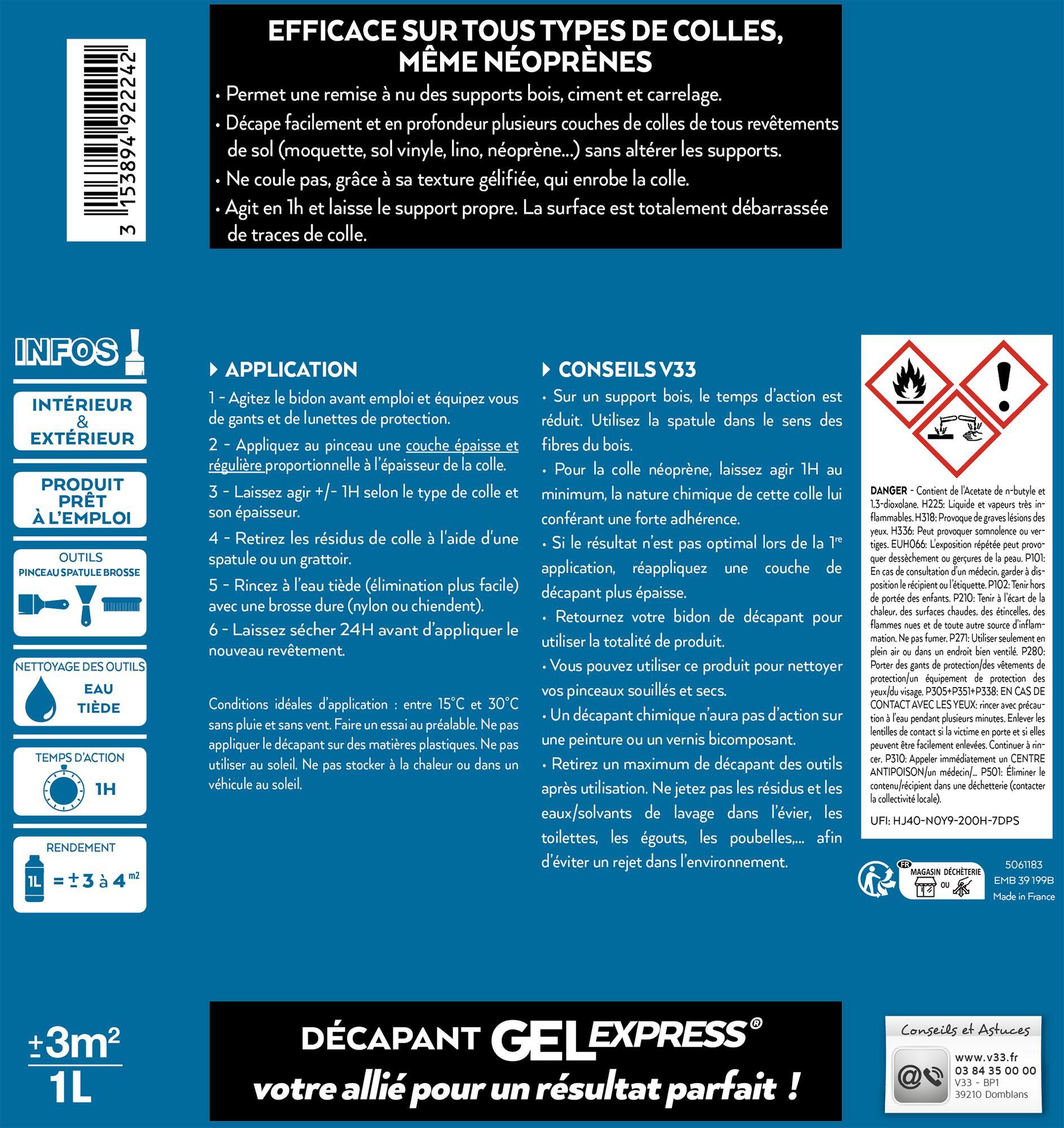 Décapant Gel express V33 1L - 2