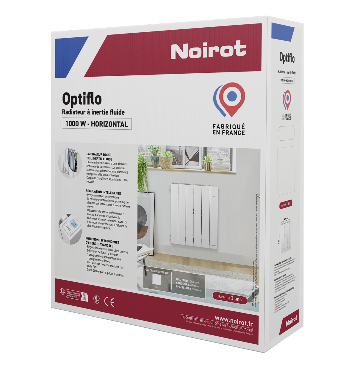 Radiateur électrique à inertie fluide 1500 W OPTIFLO NOIROT - 4